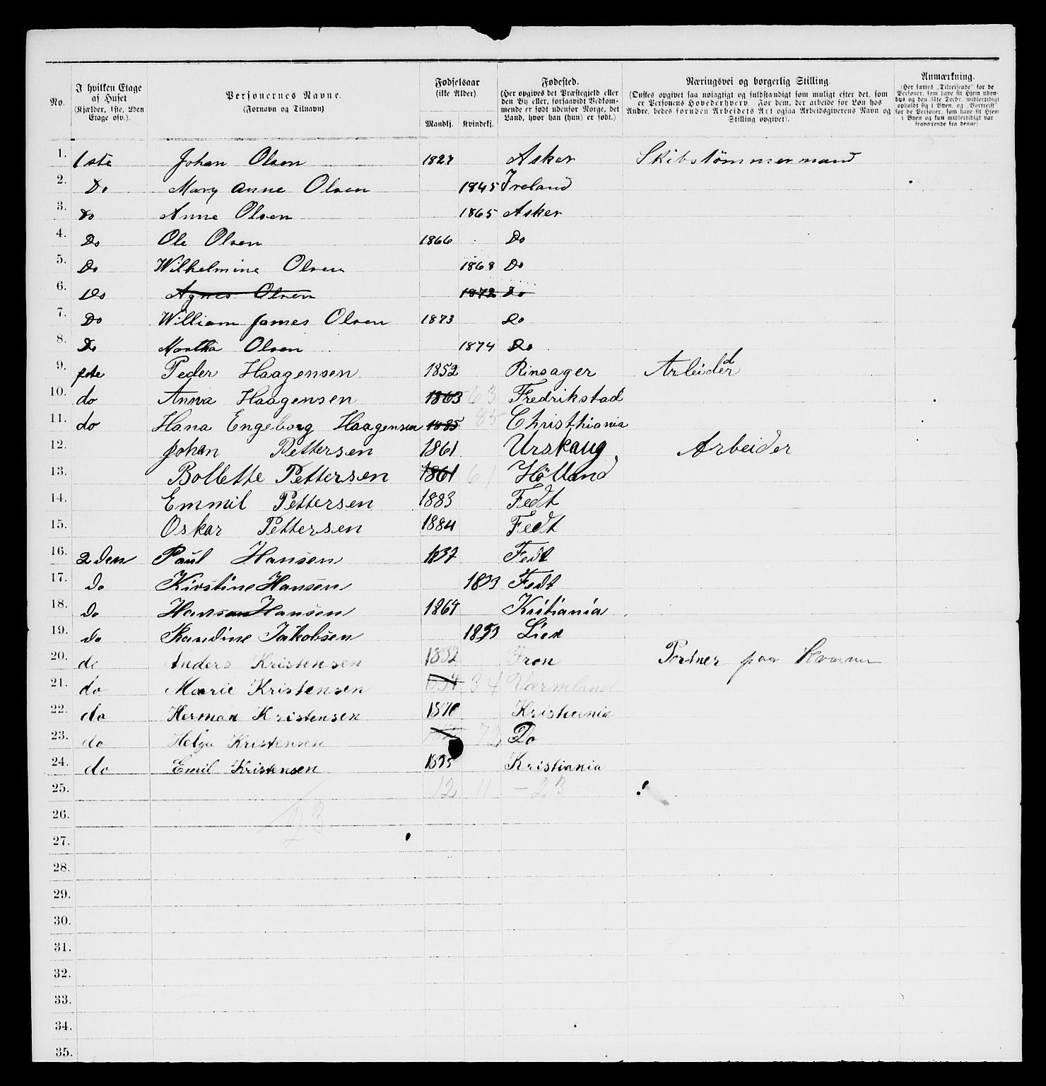 RA, 1885 census for 0301 Kristiania, 1885, p. 10127