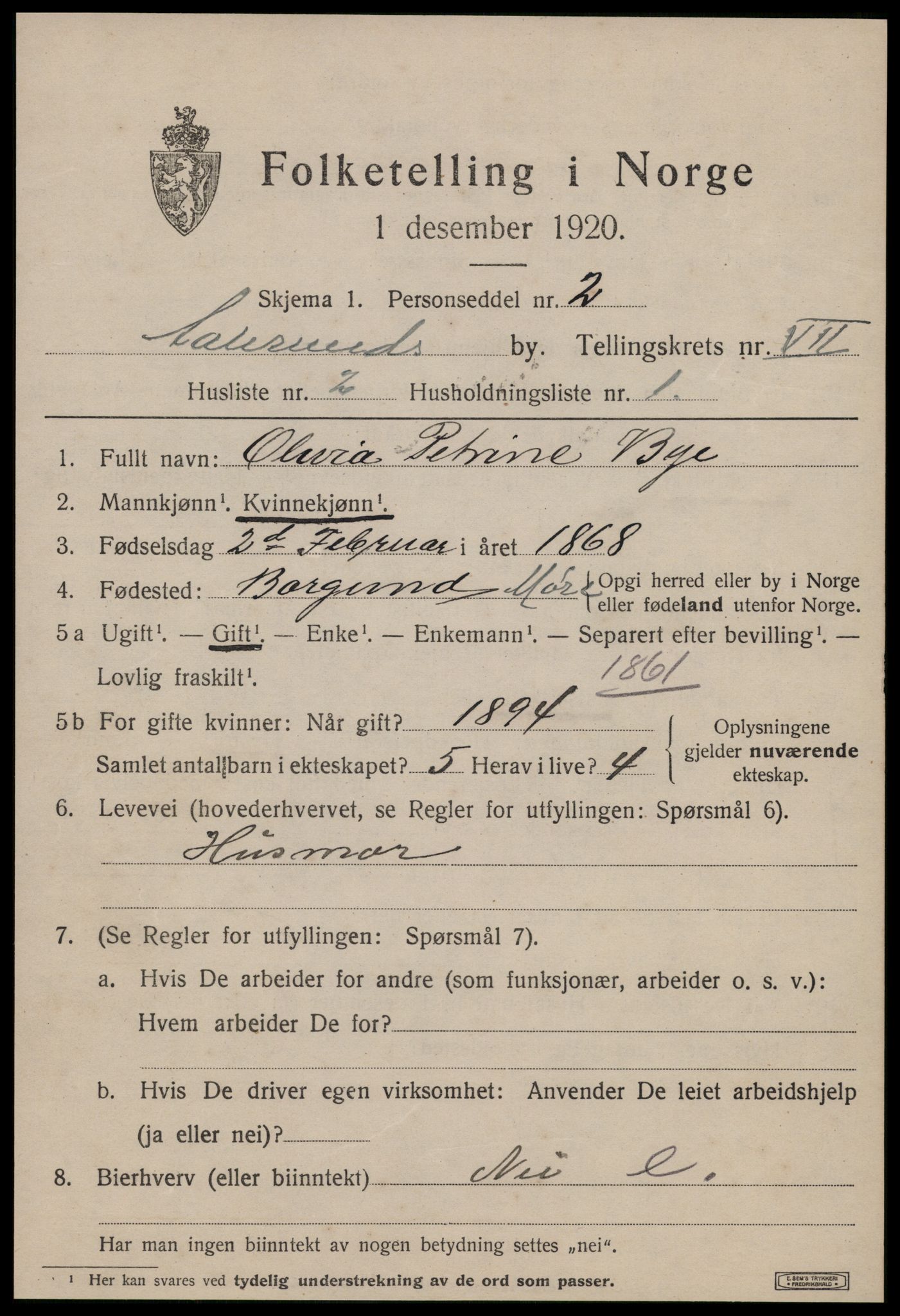 SAT, 1920 census for Ålesund, 1920, p. 19050