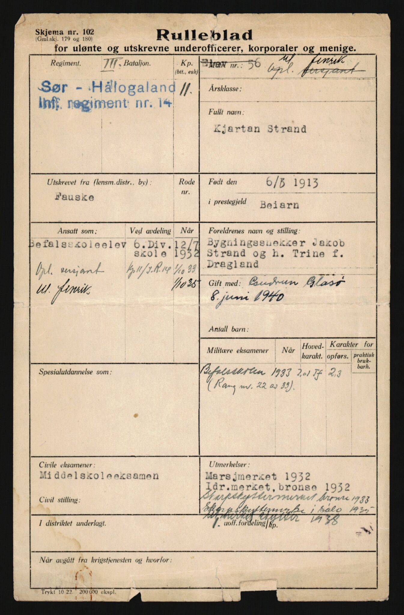 Forsvaret, Sør-Hålogaland landforsvar, AV/RA-RAFA-2552/P/Pa/L0302: Personellmapper for slettet personell, yrkesbefal og vernepliktig befal, født 1913-1916, 1932-1976, p. 147