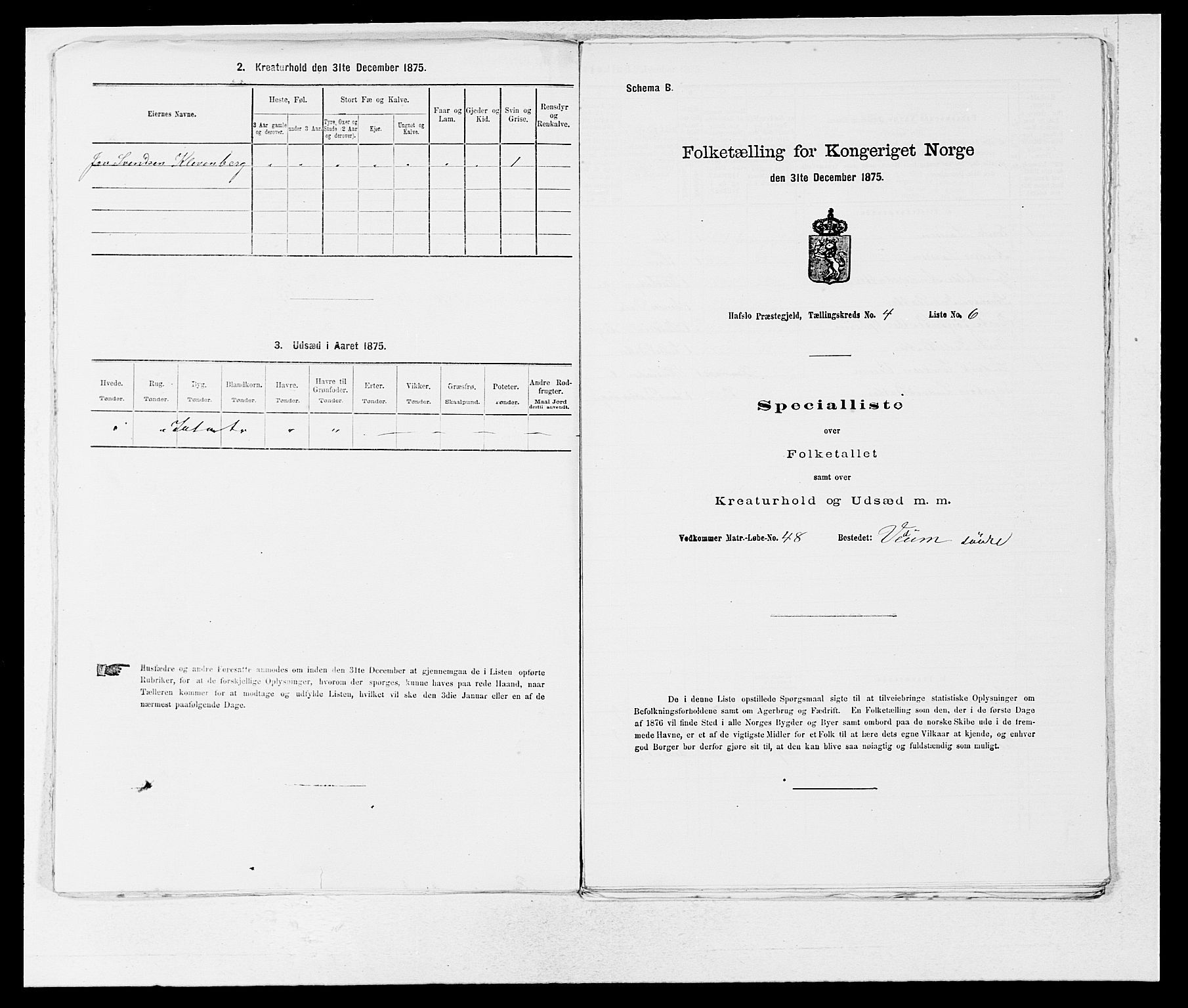 SAB, 1875 census for 1425P Hafslo, 1875, p. 466