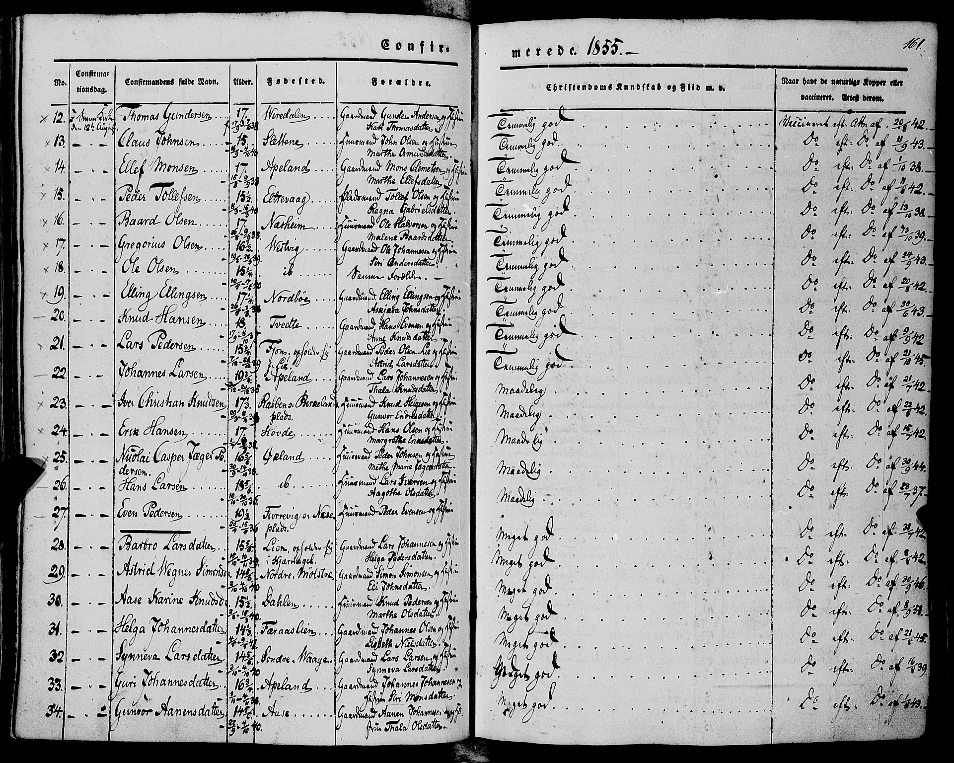 Finnås sokneprestembete, AV/SAB-A-99925/H/Ha/Haa/Haaa/L0007: Parish register (official) no. A 7, 1850-1862, p. 161