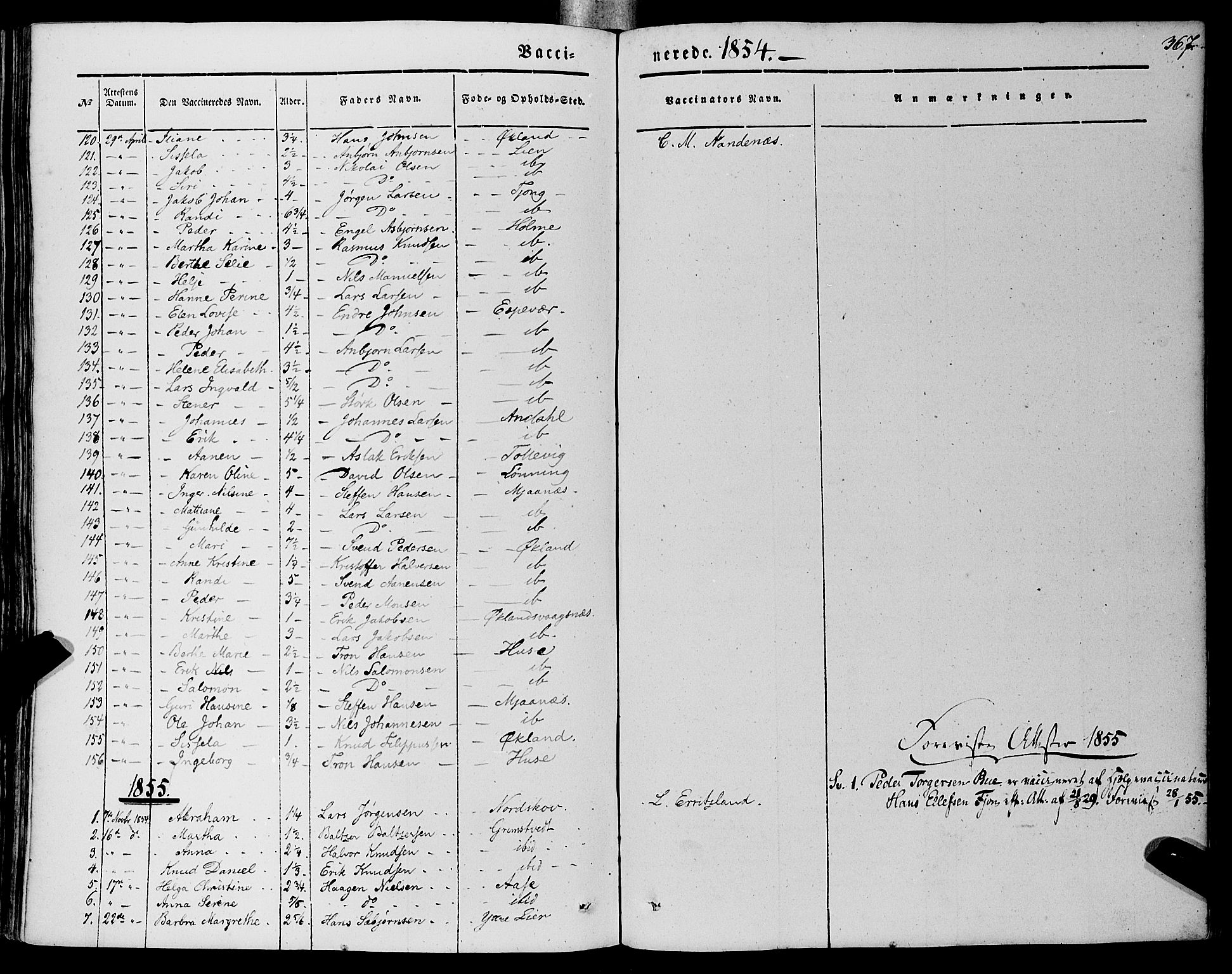 Finnås sokneprestembete, AV/SAB-A-99925/H/Ha/Haa/Haaa/L0007: Parish register (official) no. A 7, 1850-1862, p. 367