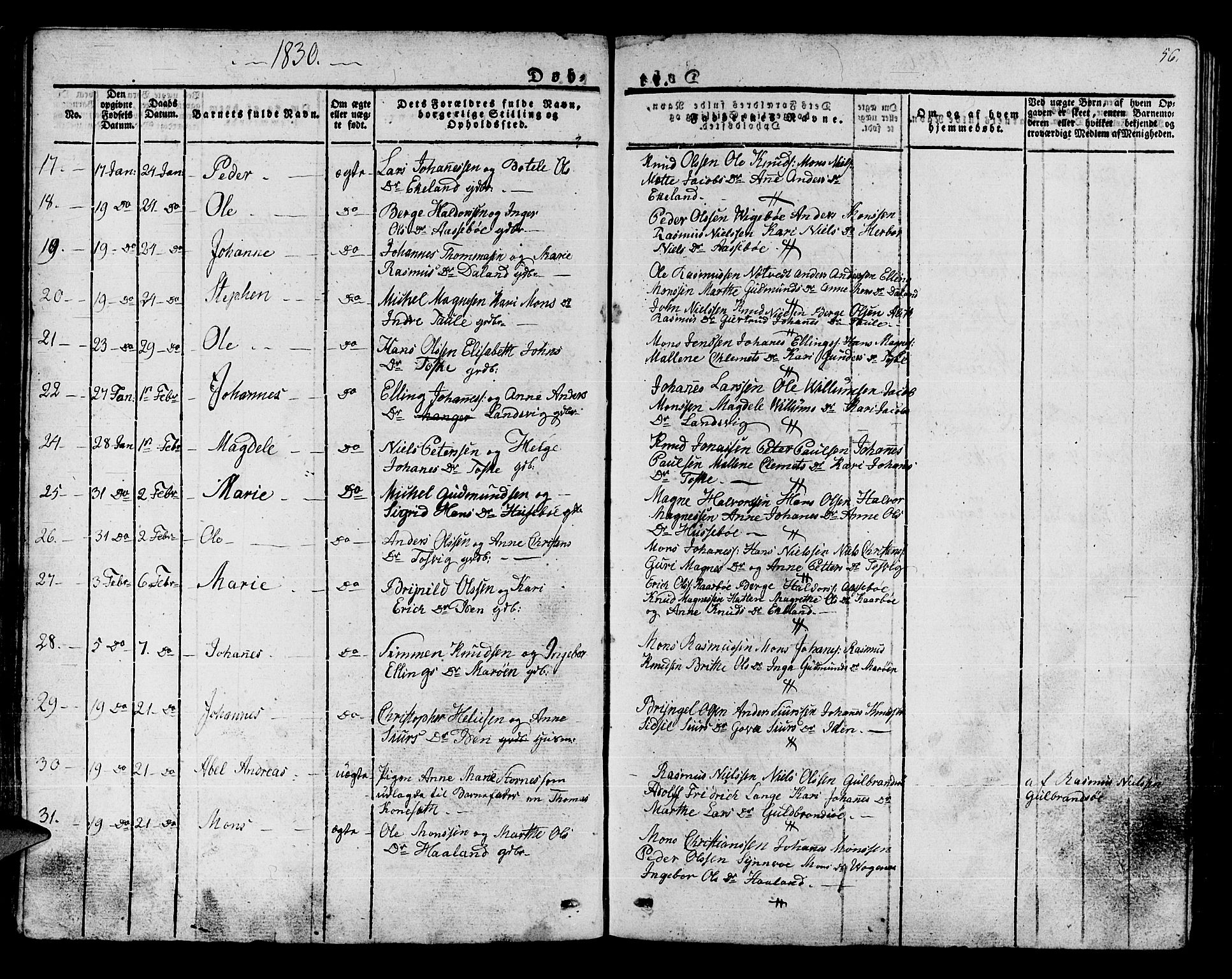 Manger sokneprestembete, SAB/A-76801/H/Haa: Parish register (official) no. A 4, 1824-1838, p. 56