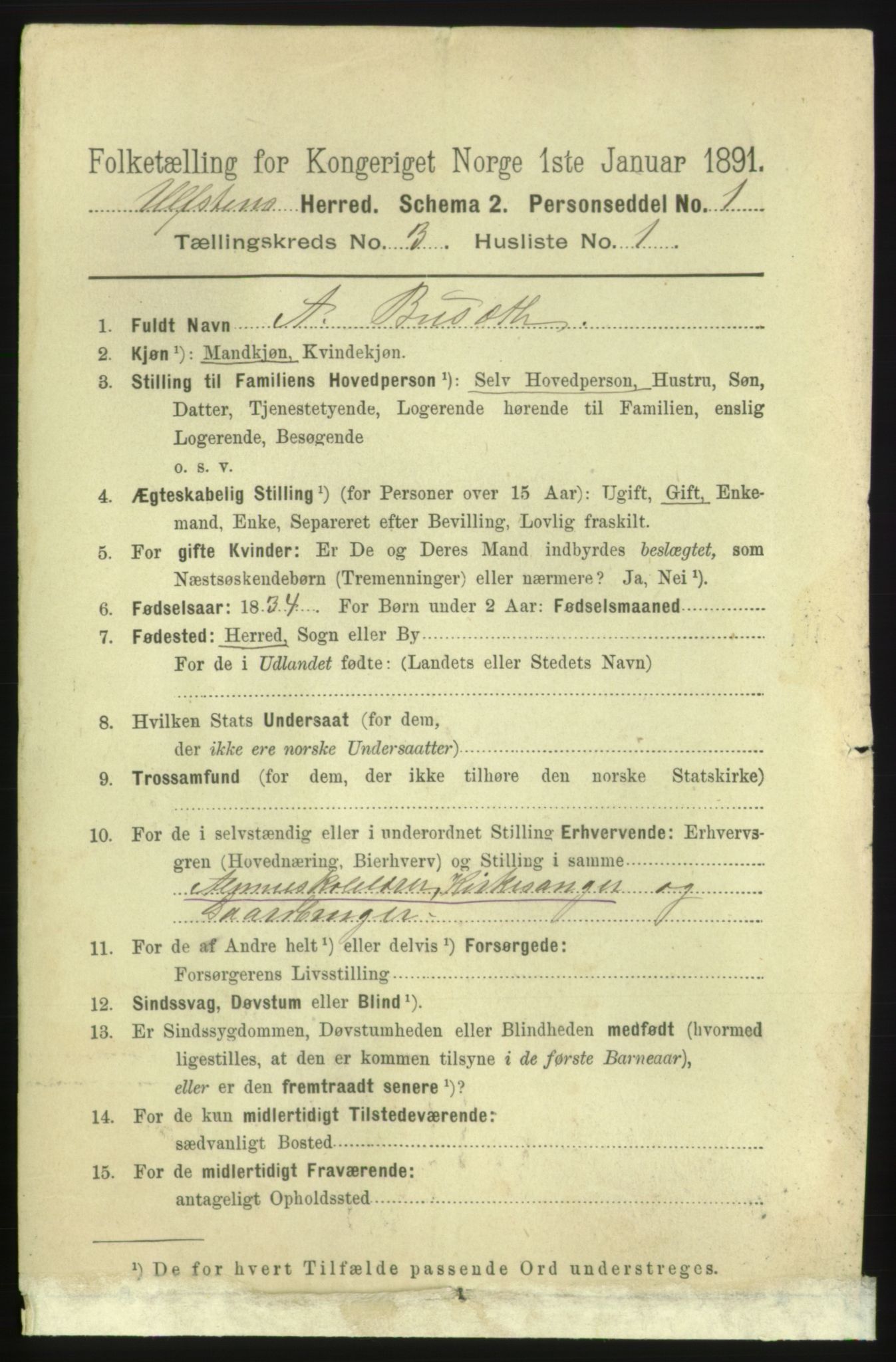 RA, 1891 census for 1516 Ulstein, 1891, p. 771