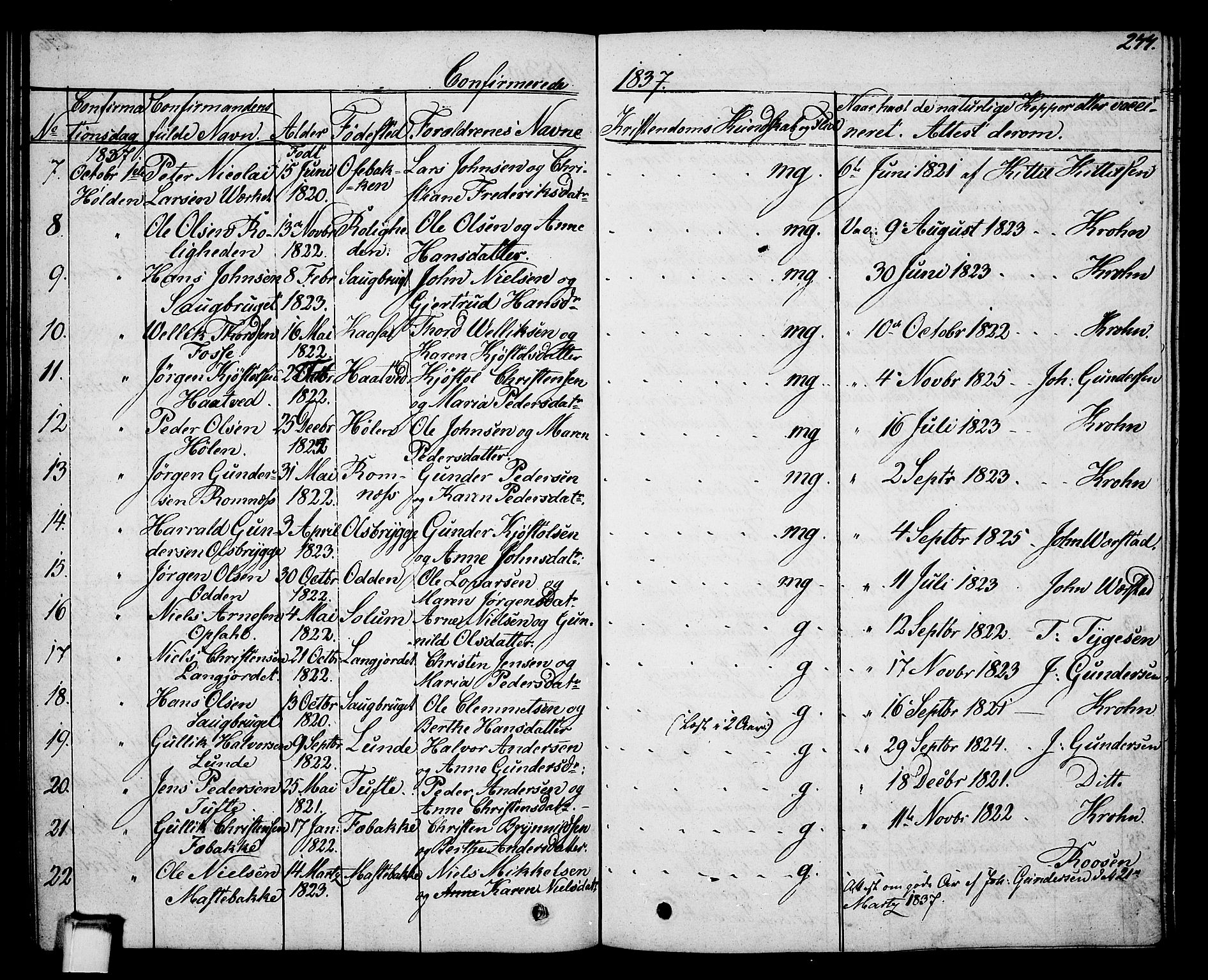 Holla kirkebøker, AV/SAKO-A-272/G/Ga/L0002: Parish register (copy) no. I 2, 1830-1848, p. 277