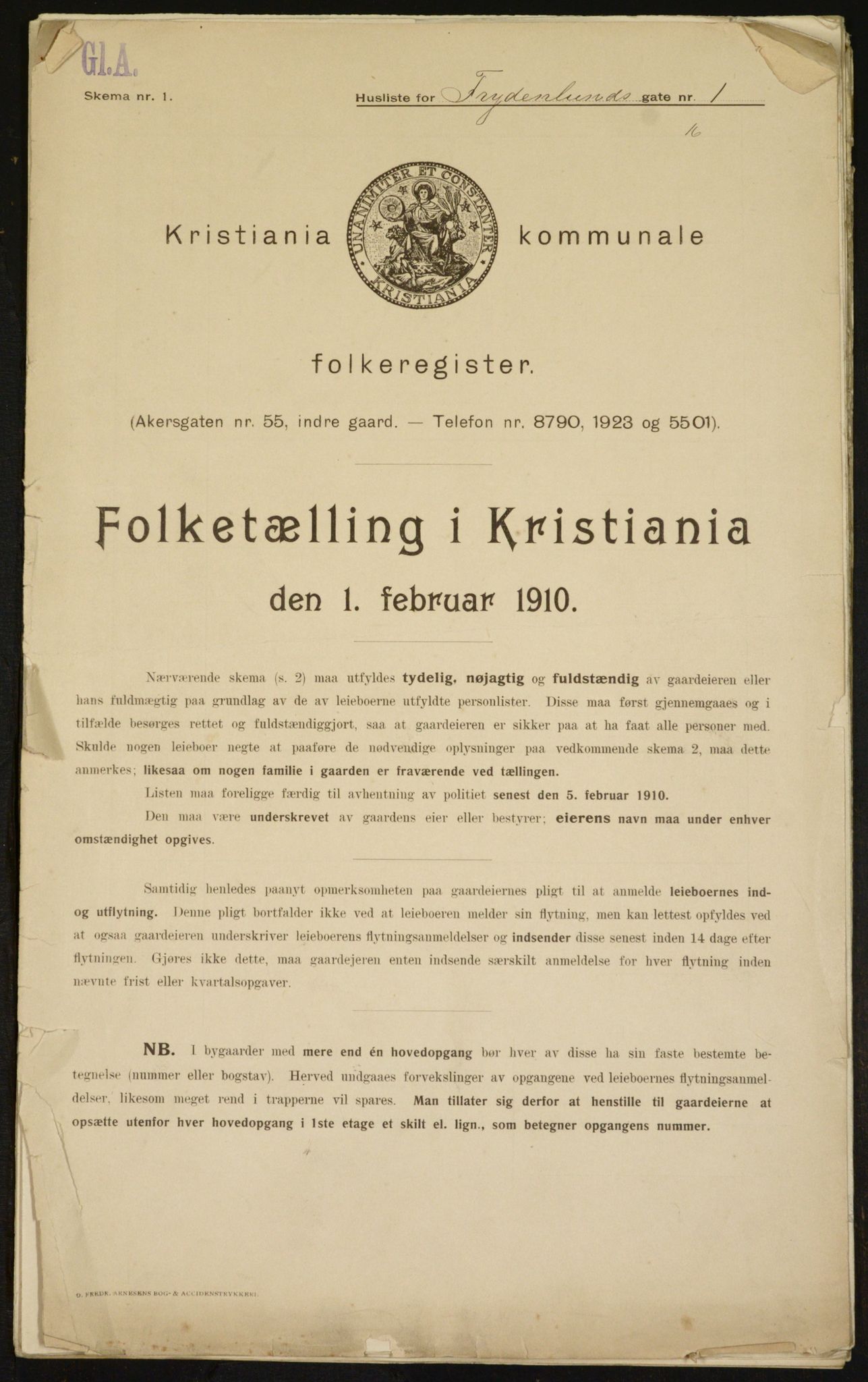 OBA, Municipal Census 1910 for Kristiania, 1910, p. 26170