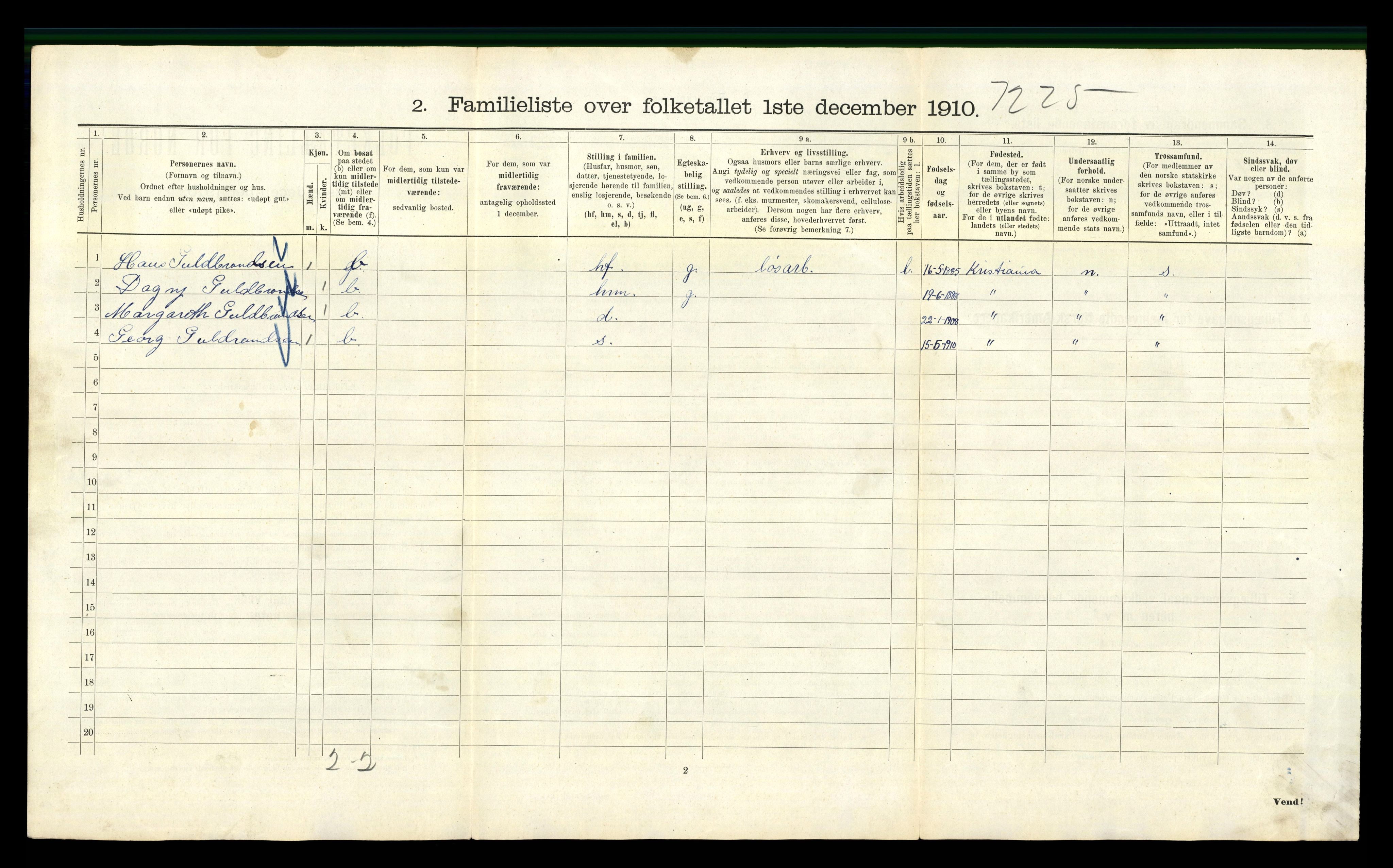 RA, 1910 census for Kristiania, 1910, p. 55458