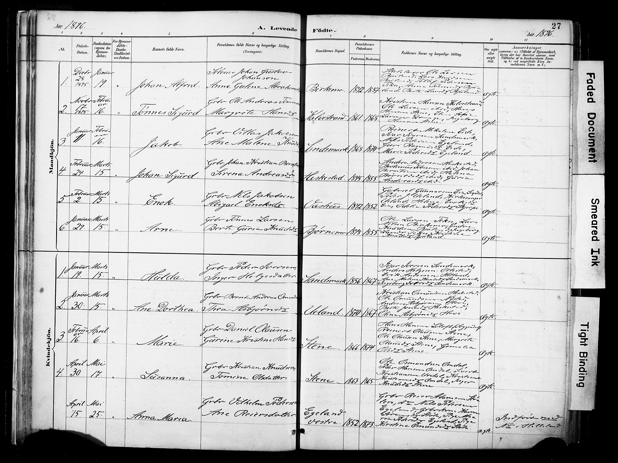 Lund sokneprestkontor, SAST/A-101809/S06/L0012: Parish register (official) no. A 11, 1887-1921, p. 27