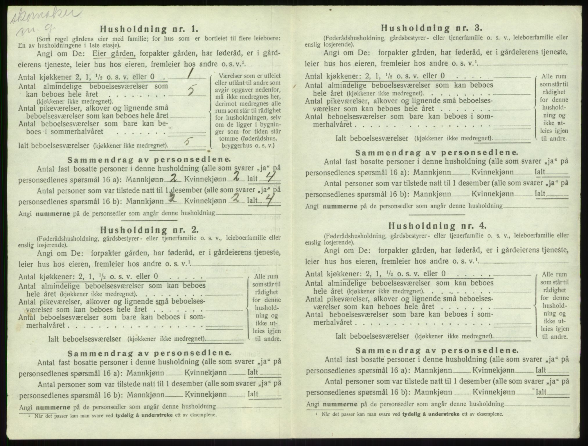 SAB, 1920 census for Leikanger, 1920, p. 289