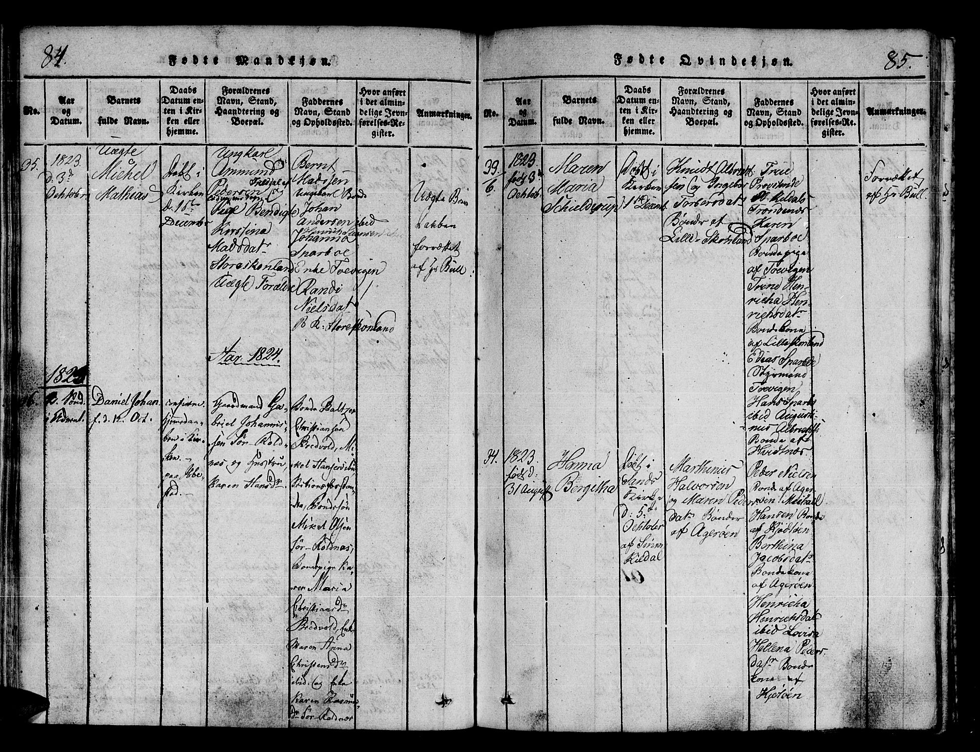 Trondenes sokneprestkontor, SATØ/S-1319/H/Ha/L0006kirke: Parish register (official) no. 6, 1821-1827, p. 84-85
