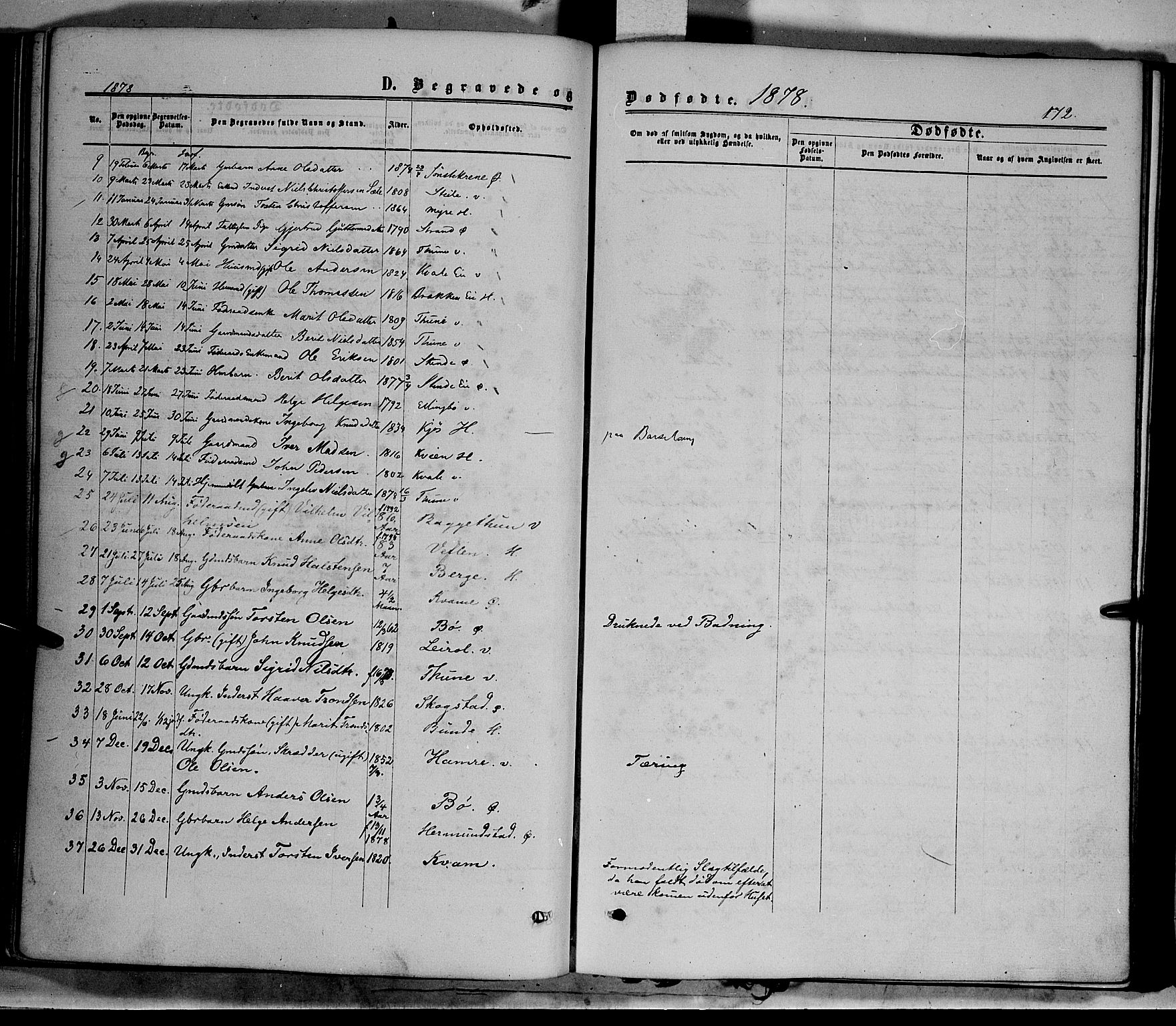 Vang prestekontor, Valdres, SAH/PREST-140/H/Ha/L0007: Parish register (official) no. 7, 1865-1881, p. 172