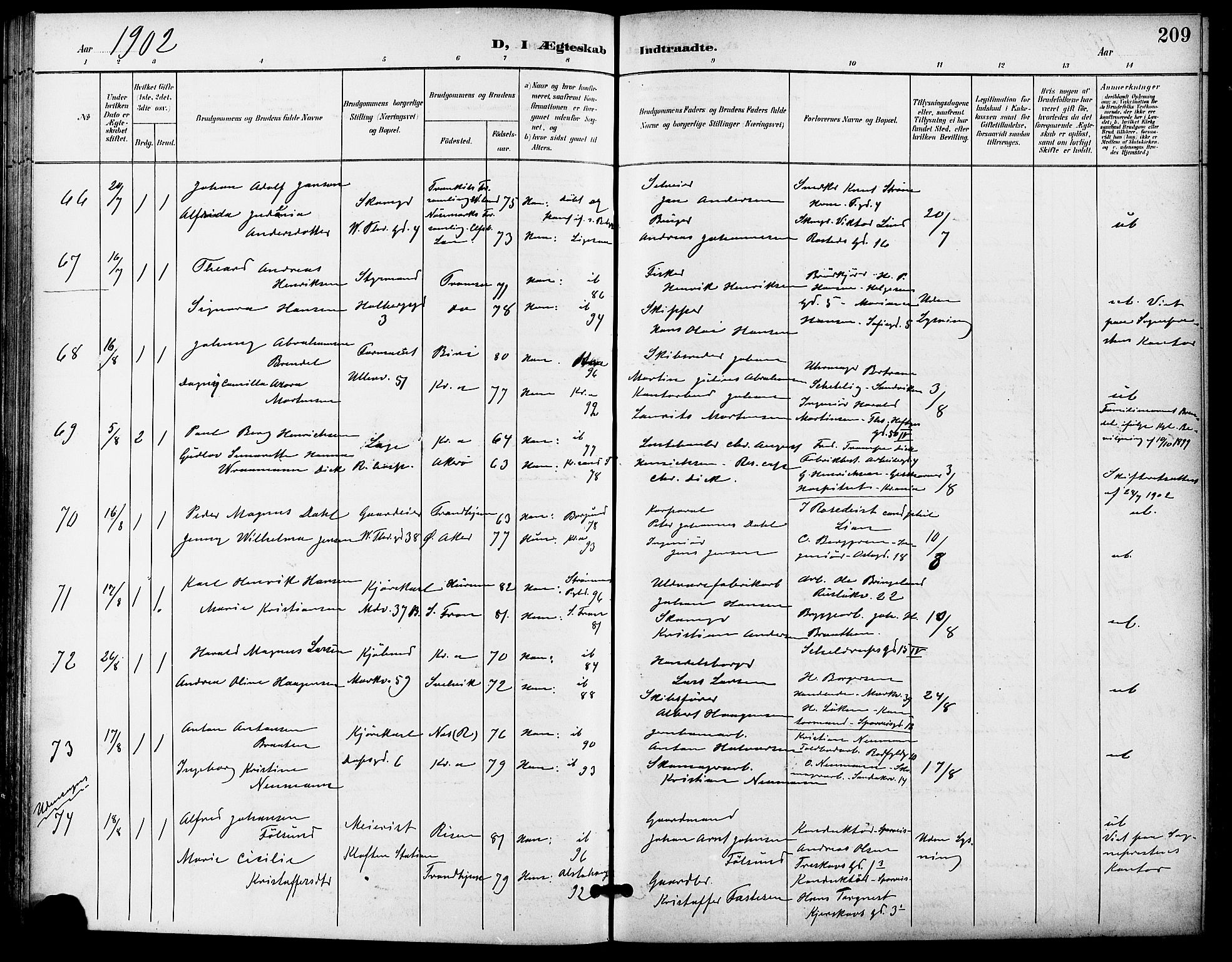 Gamle Aker prestekontor Kirkebøker, SAO/A-10617a/F/L0012: Parish register (official) no. 12, 1898-1910, p. 209