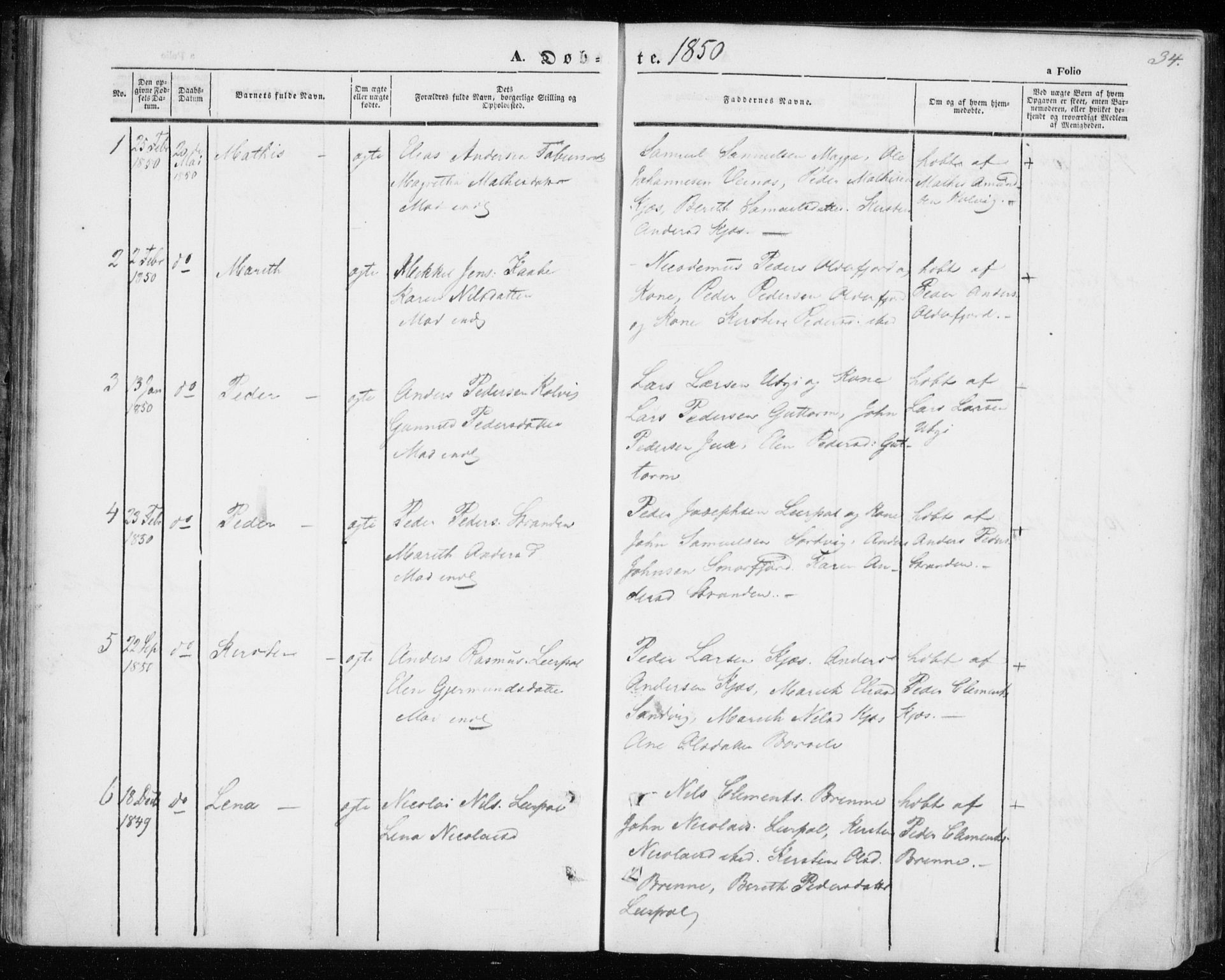 Kistrand/Porsanger sokneprestembete, SATØ/S-1351/H/Ha/L0004.kirke: Parish register (official) no. 4, 1843-1860, p. 34