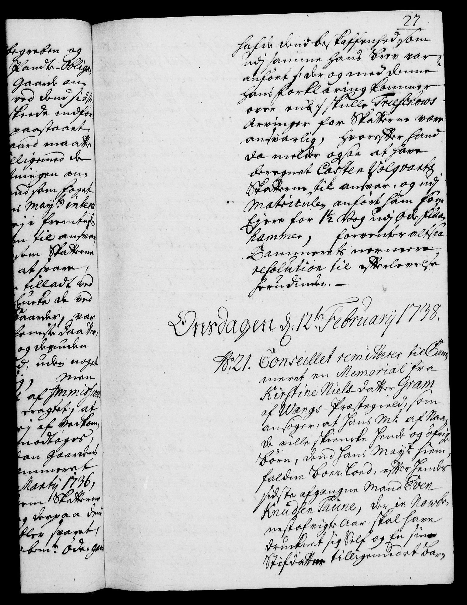 Rentekammeret, Kammerkanselliet, RA/EA-3111/G/Gh/Gha/L0020: Norsk ekstraktmemorialprotokoll (merket RK 53.65), 1738-1739, p. 27