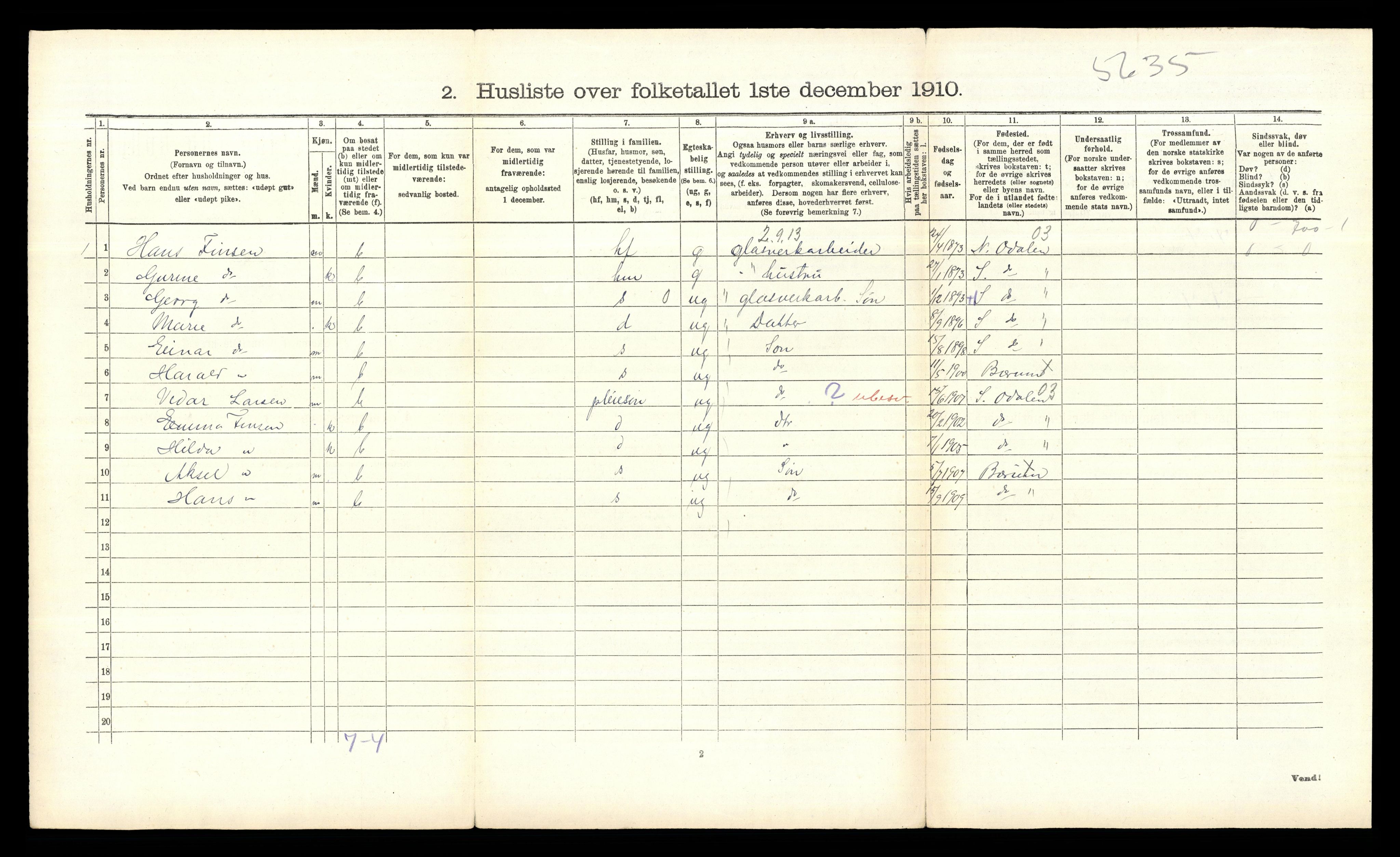 RA, 1910 census for Bærum, 1910, p. 1438