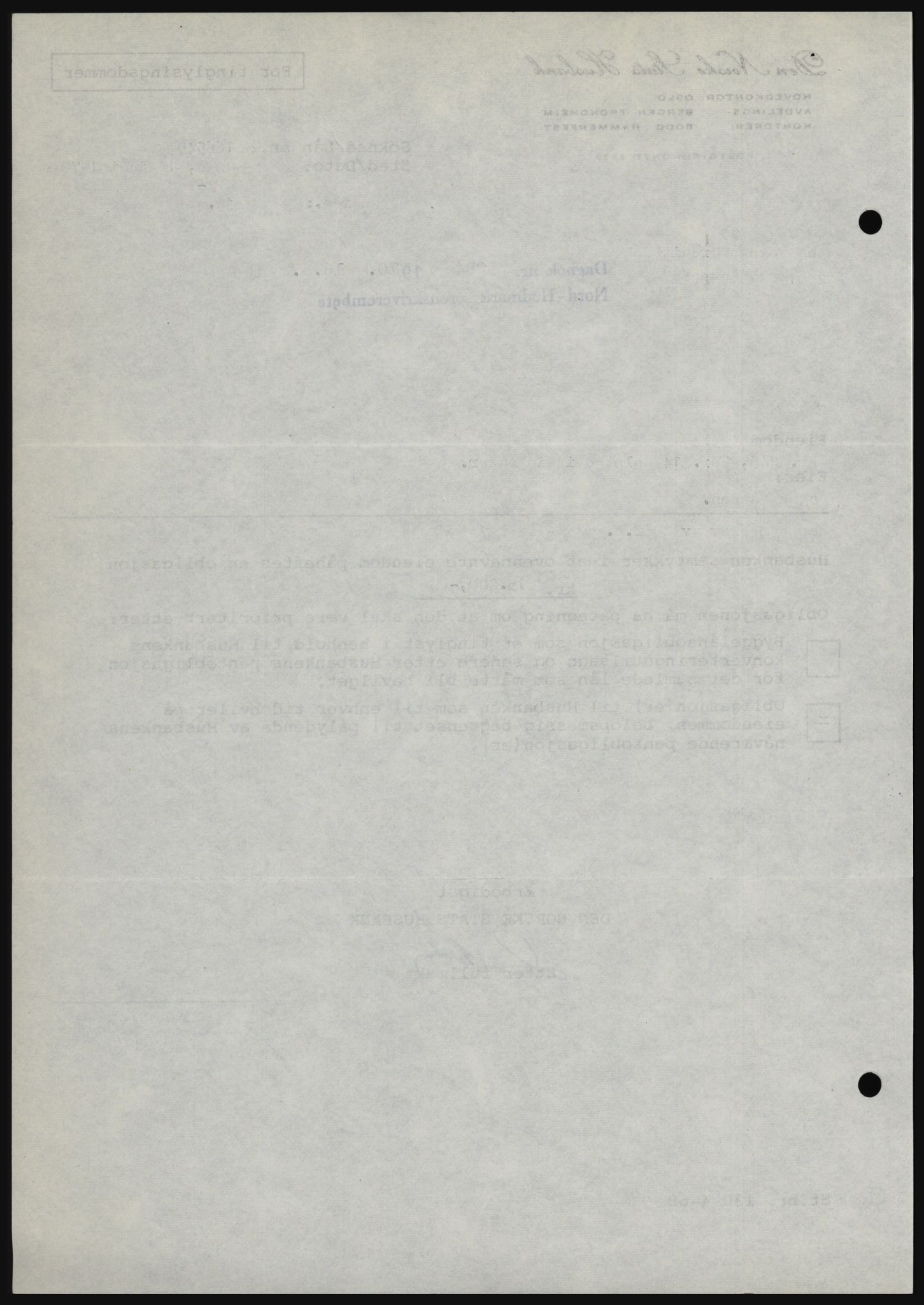 Nord-Hedmark sorenskriveri, SAH/TING-012/H/Hc/L0033: Mortgage book no. 33, 1970-1970, Diary no: : 3284/1970