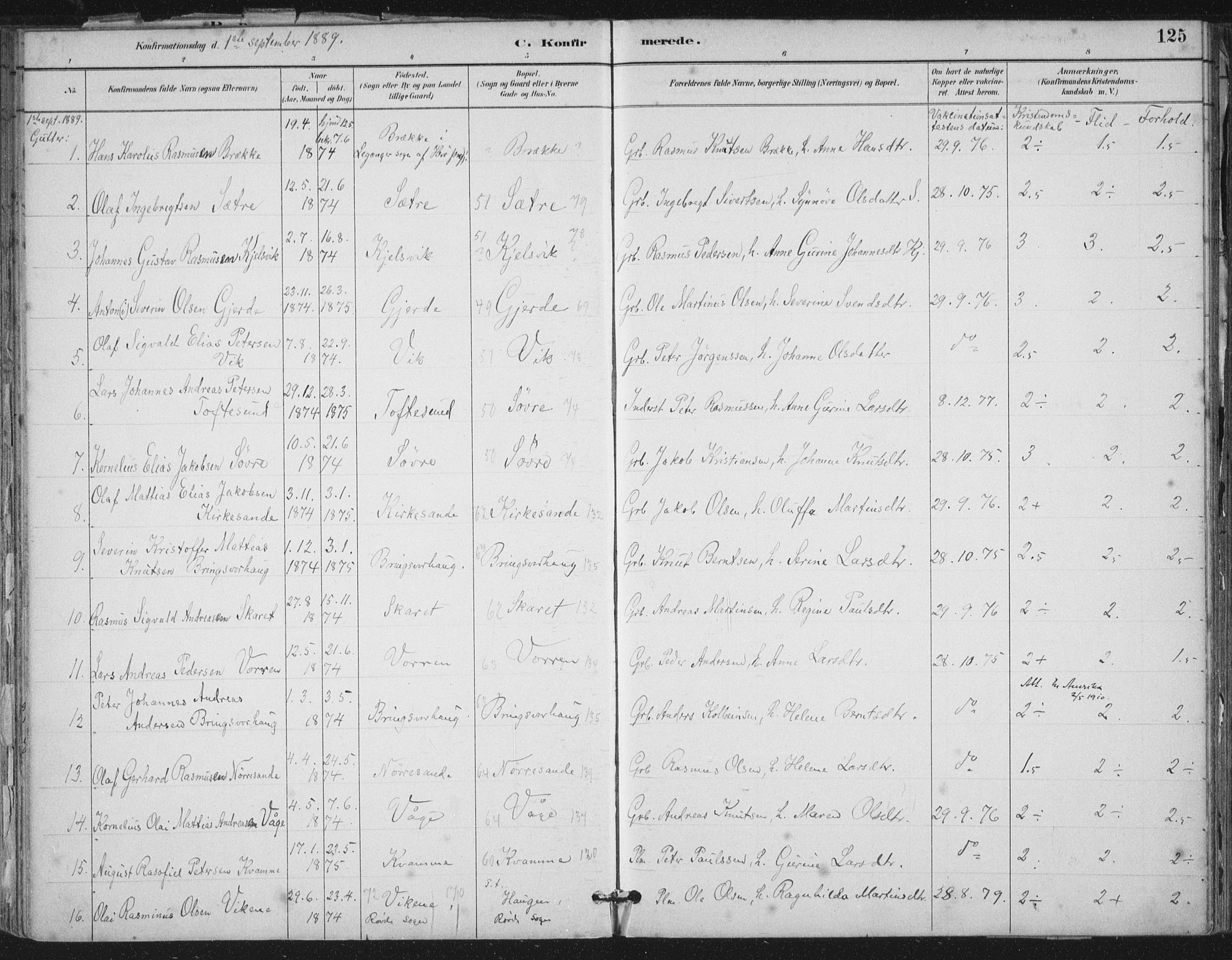 Ministerialprotokoller, klokkerbøker og fødselsregistre - Møre og Romsdal, SAT/A-1454/503/L0037: Parish register (official) no. 503A05, 1884-1900, p. 125