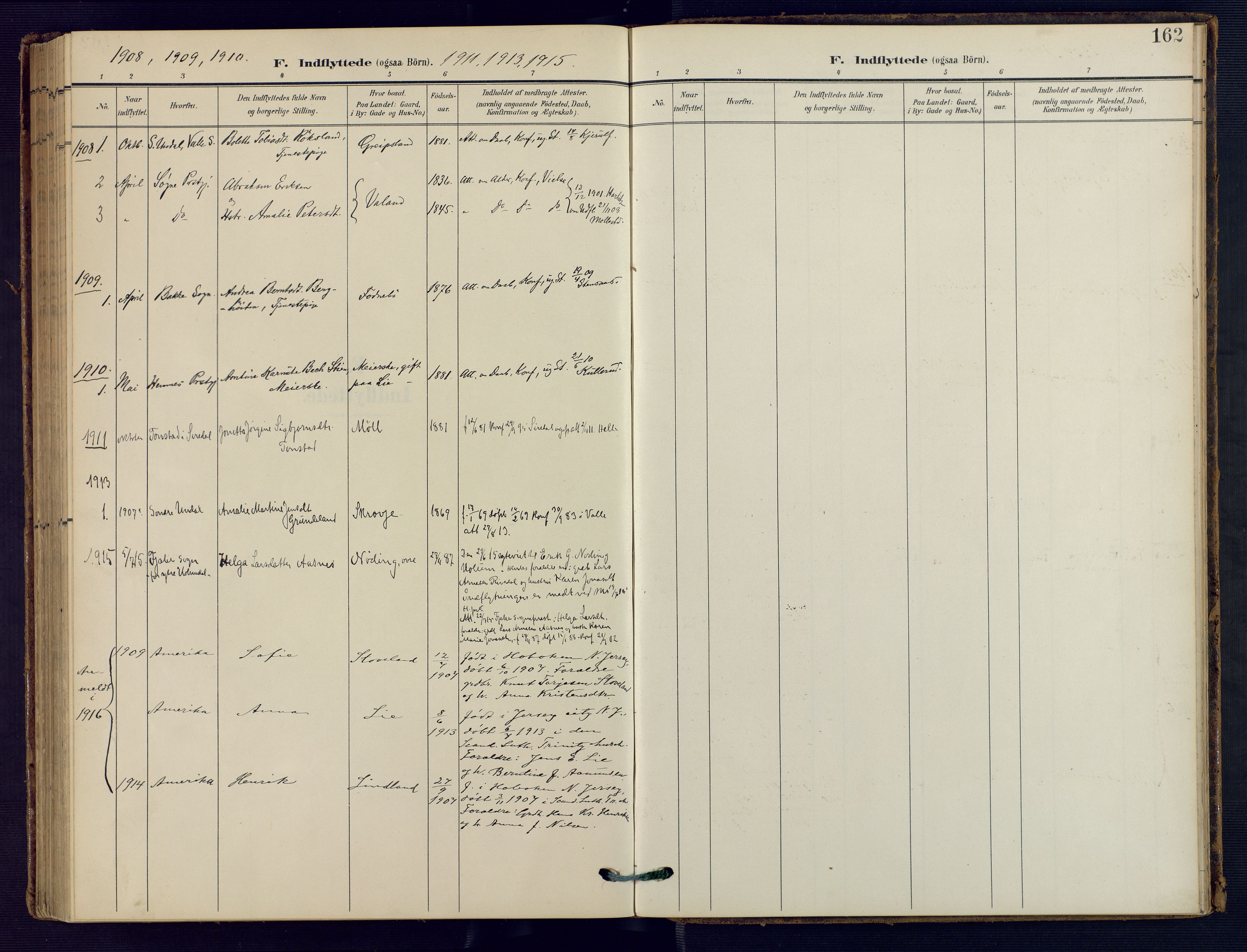 Holum sokneprestkontor, SAK/1111-0022/F/Fa/Faa/L0008: Parish register (official) no. A 8, 1908-1929, p. 162