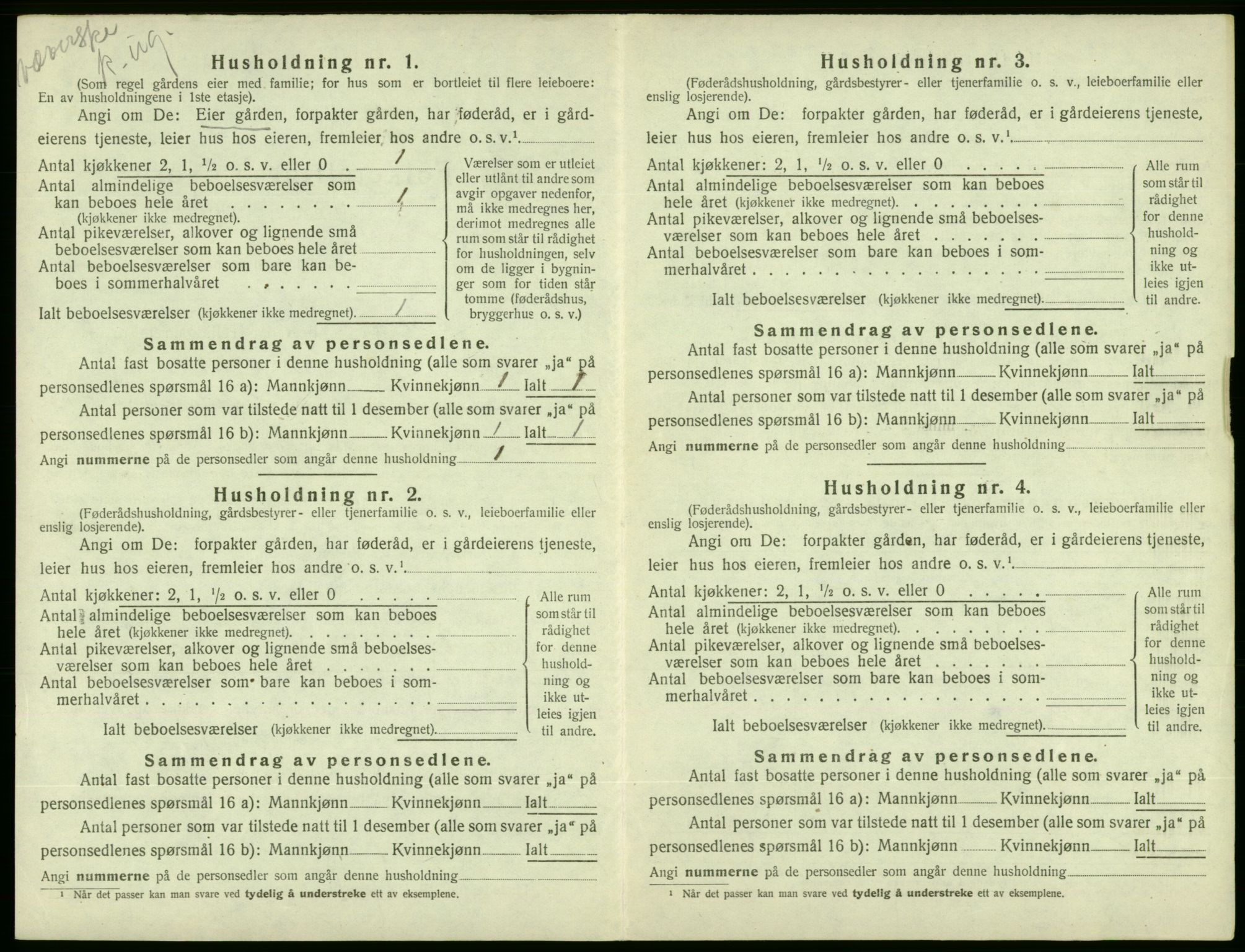 SAB, 1920 census for Ølen, 1920, p. 170