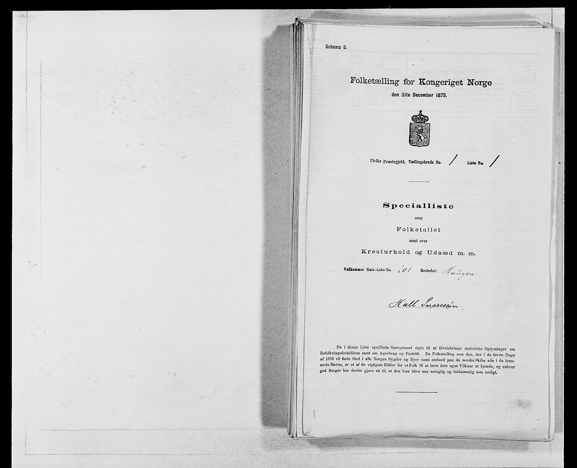 SAB, 1875 census for 1233P Ulvik, 1875, p. 29