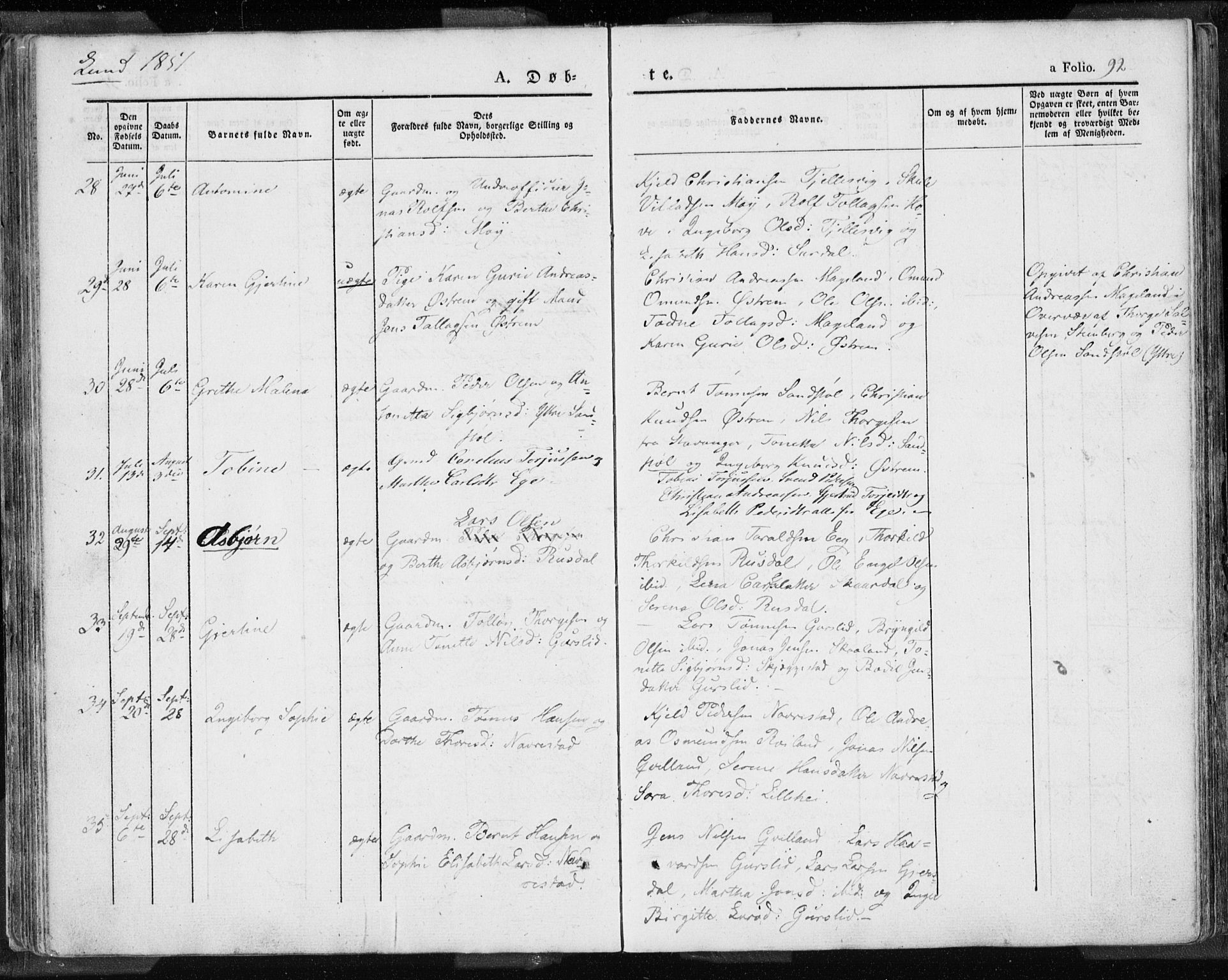 Lund sokneprestkontor, AV/SAST-A-101809/S06/L0007: Parish register (official) no. A 7.1, 1833-1854, p. 92