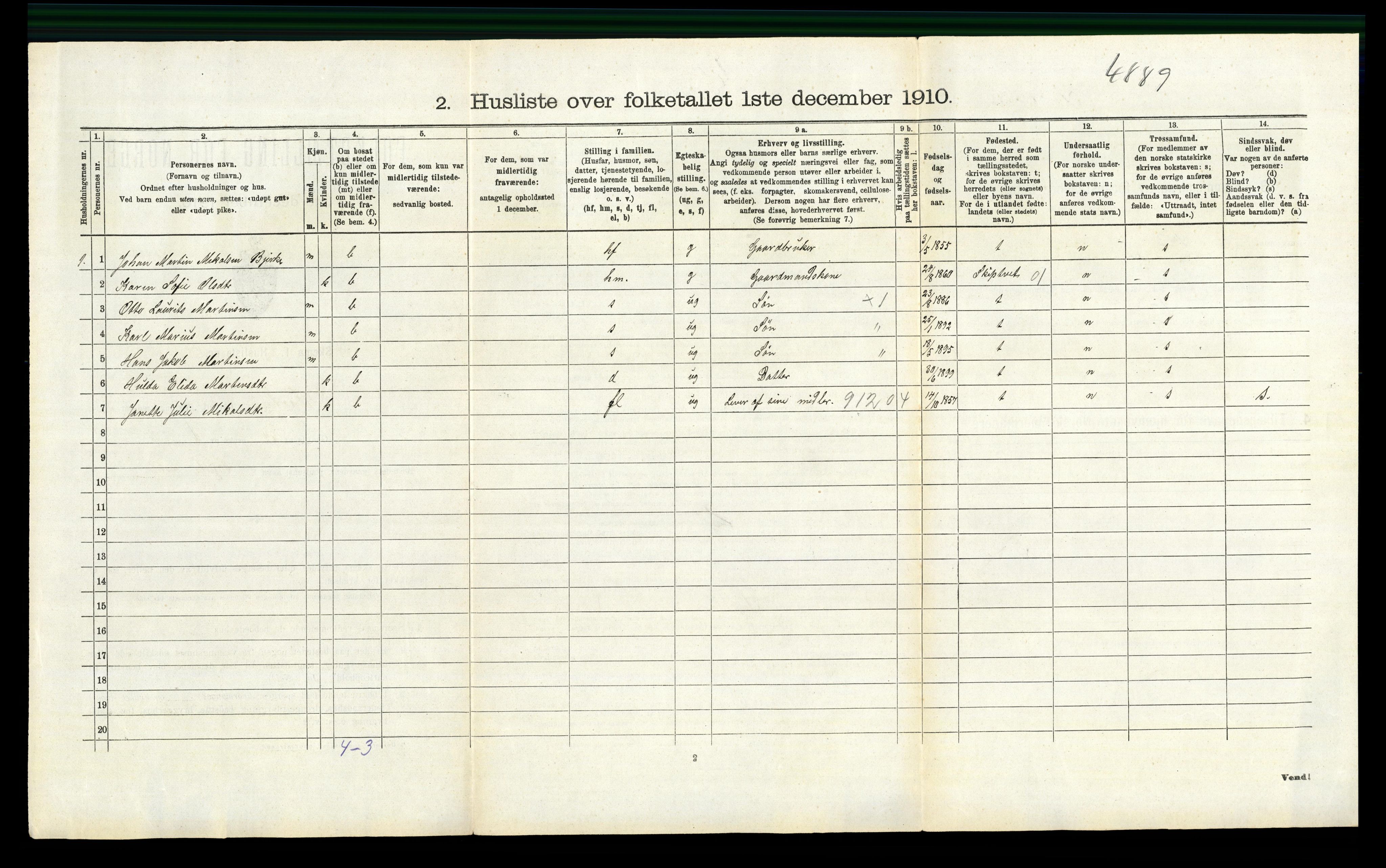 RA, 1910 census for Våler, 1910, p. 323