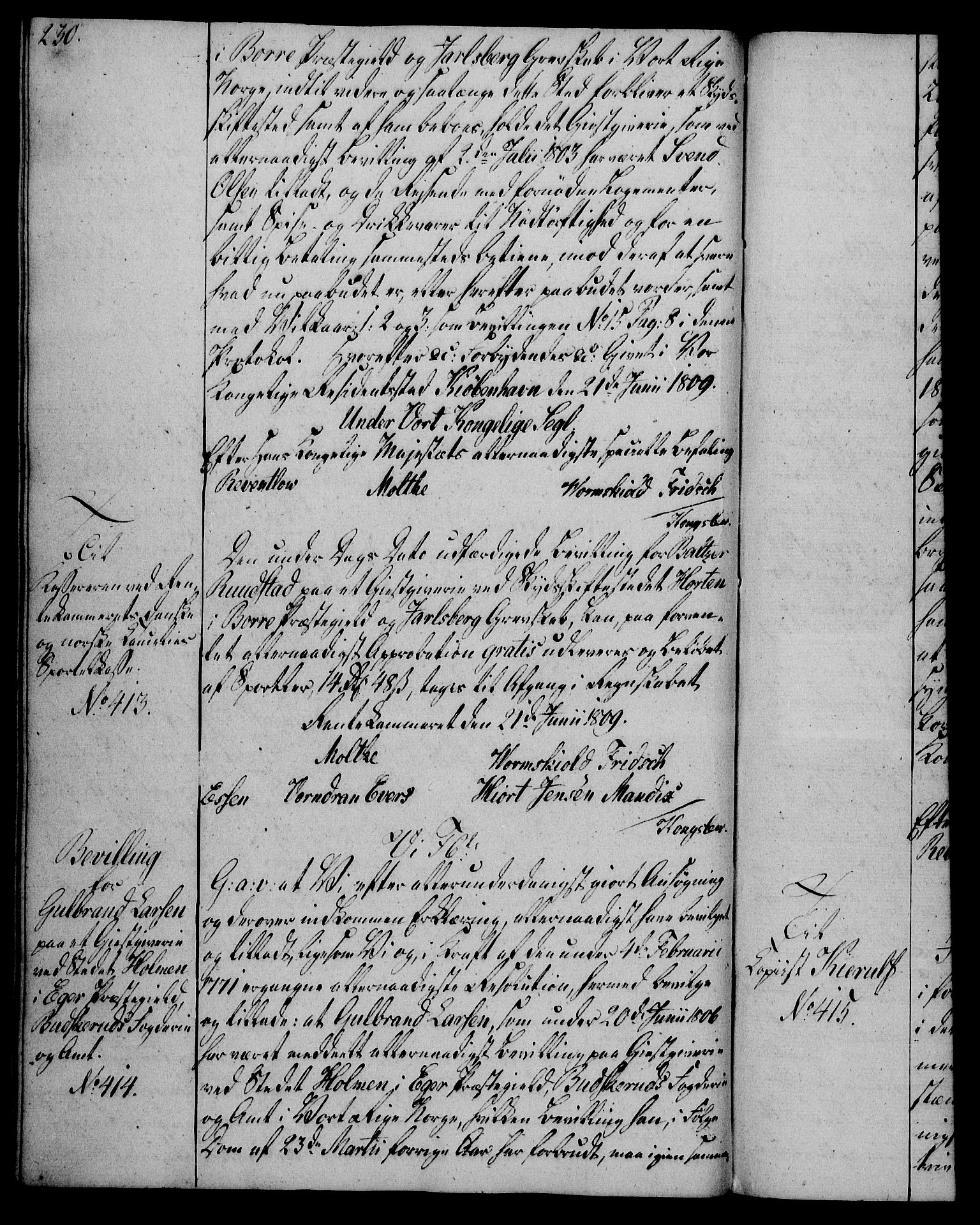 Rentekammeret, Kammerkanselliet, AV/RA-EA-3111/G/Gg/Gga/L0019: Norsk ekspedisjonsprotokoll med register (merket RK 53.19), 1807-1810, p. 230