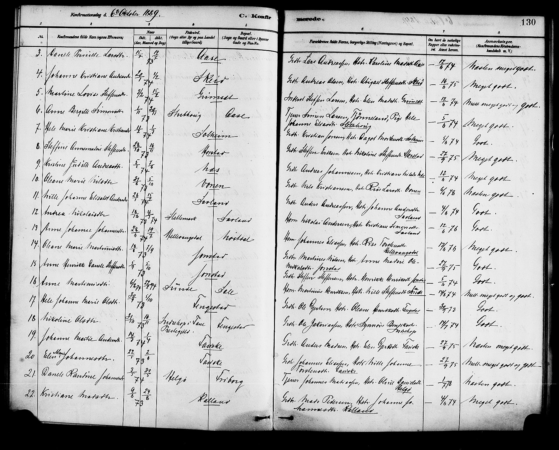Førde sokneprestembete, SAB/A-79901/H/Haa/Haad/L0001: Parish register (official) no. D 1, 1881-1898, p. 130