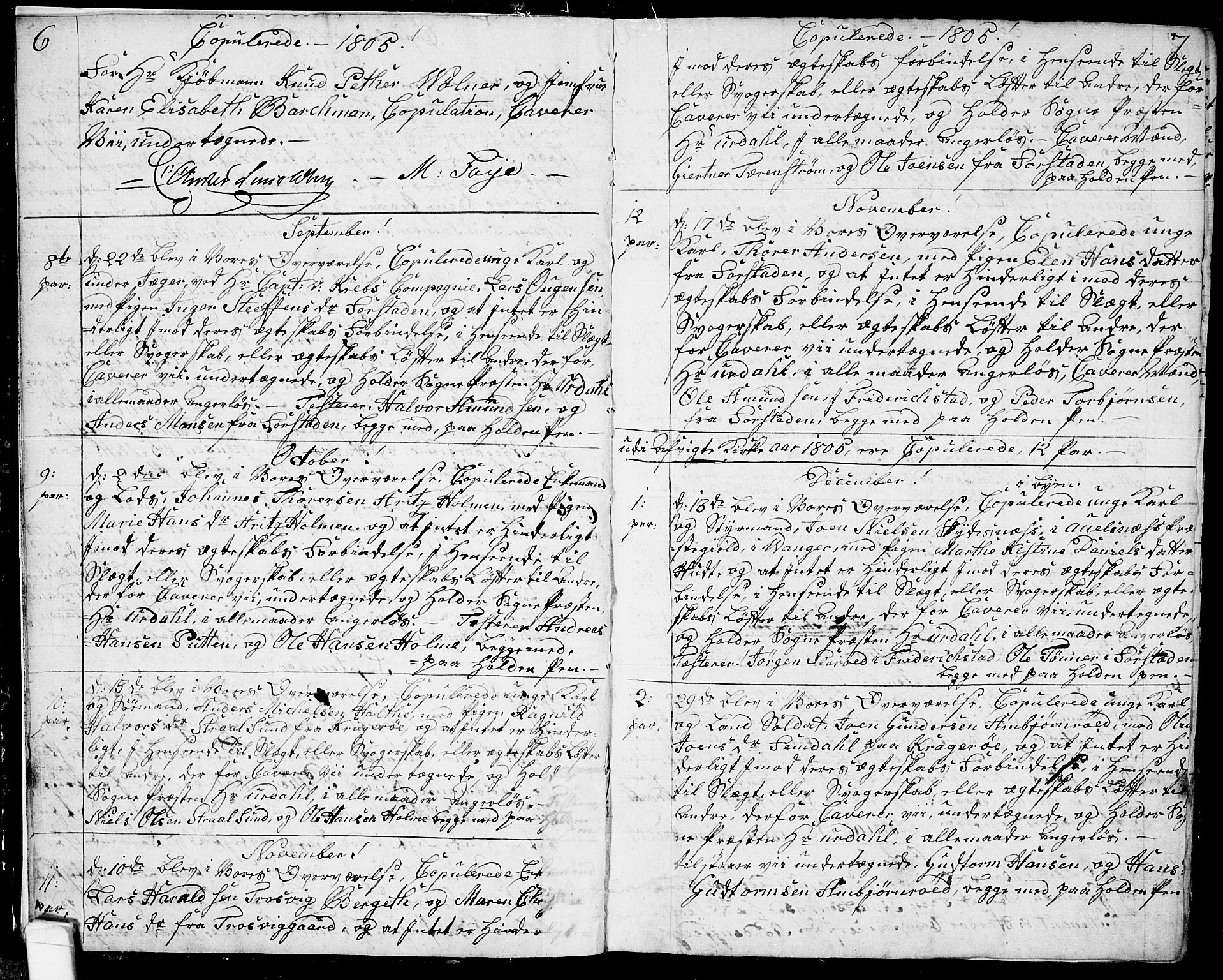 Glemmen prestekontor Kirkebøker, SAO/A-10908/F/Fa/L0003: Parish register (official) no. 3, 1803-1815, p. 6-7