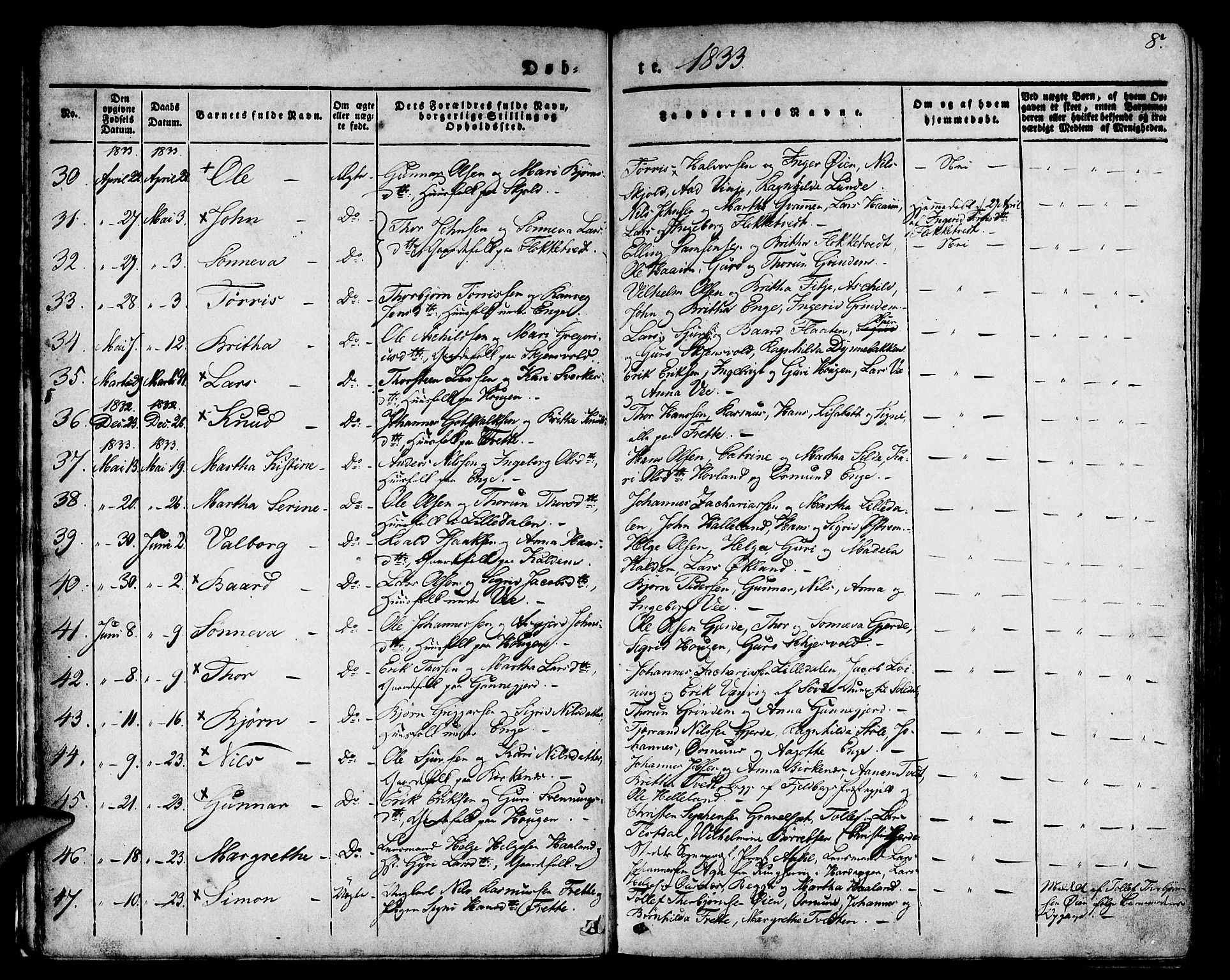 Etne sokneprestembete, SAB/A-75001/H/Haa: Parish register (official) no. A 7, 1831-1847, p. 8