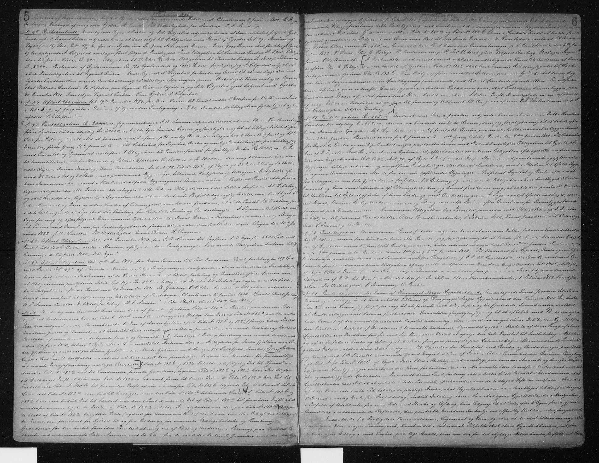 Aker sorenskriveri, AV/SAO-A-10895/G/Gb/Gba/L0029a: Mortgage book no. I 29a, 1882-1884, p. 5-6