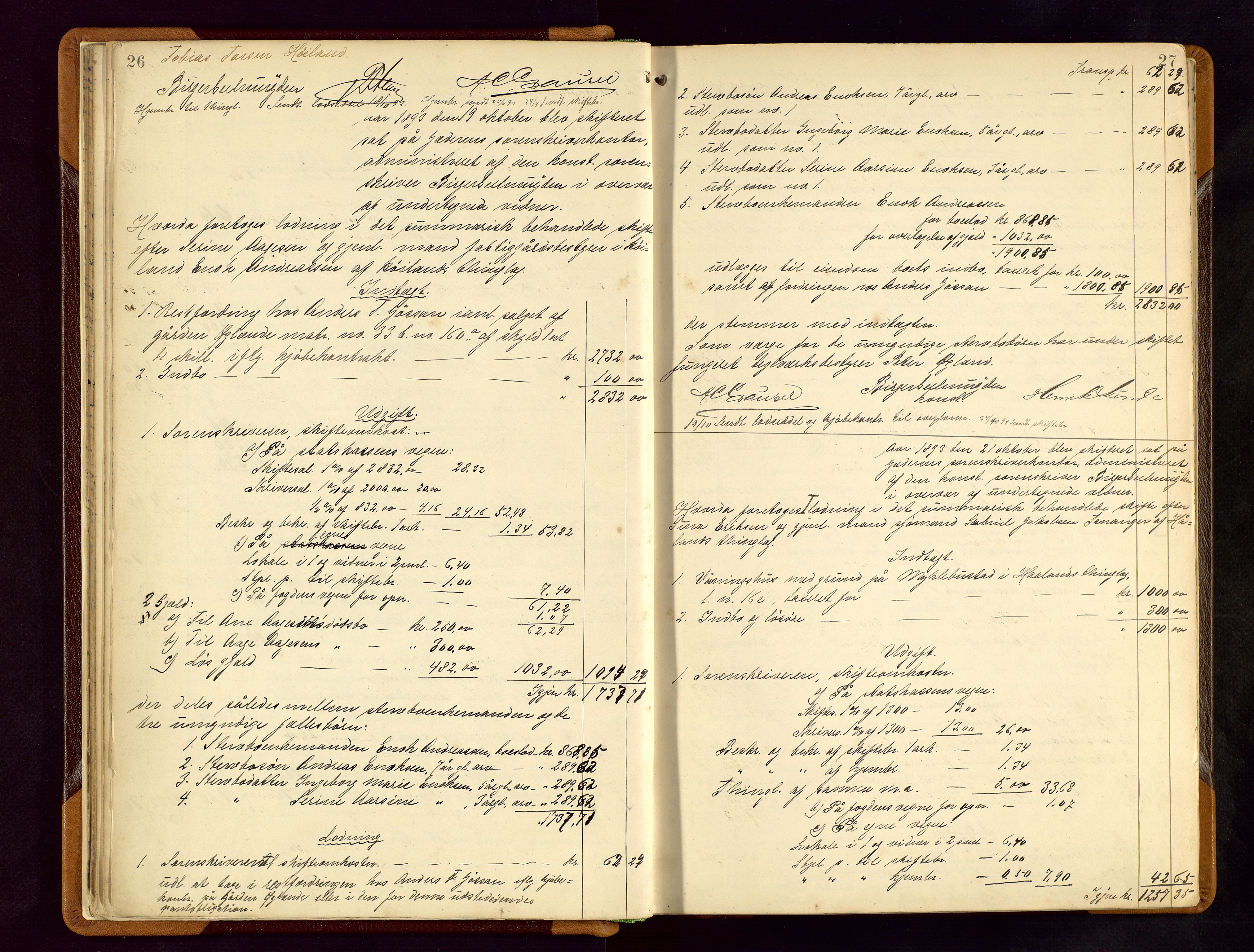 Jæren sorenskriveri, AV/SAST-A-100310/01/5/50/50BB/L0005: SKIFTEUTLODNINGSPROTOKOLL, 1893-1900, p. 26-27