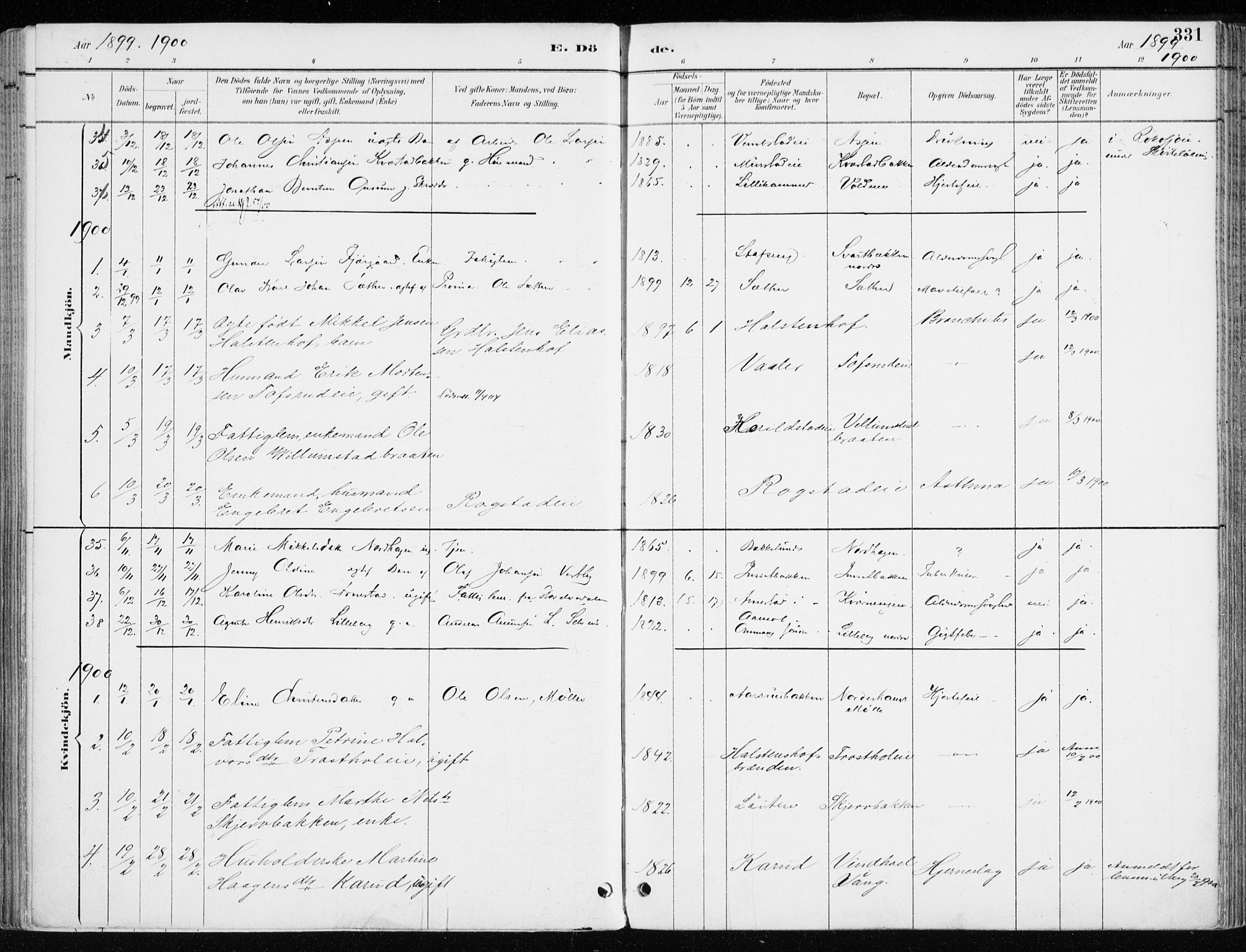 Løten prestekontor, SAH/PREST-022/K/Ka/L0010: Parish register (official) no. 10, 1892-1907, p. 331