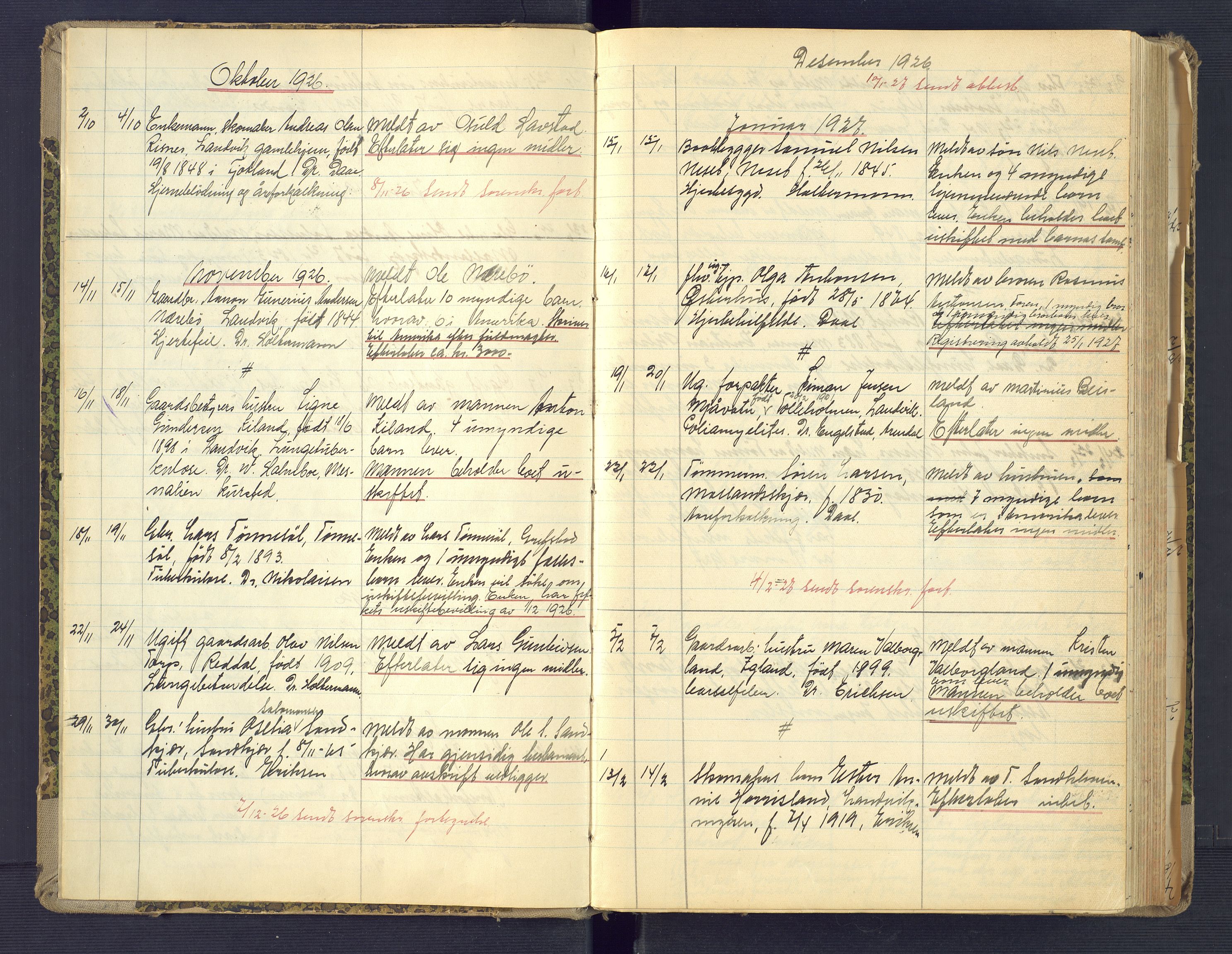 Landvik og Fjære lensmannskontor, AV/SAK-1241-0027/F/Fe/L0003: Anmeldte dødsfall nr 32, 1926-1935