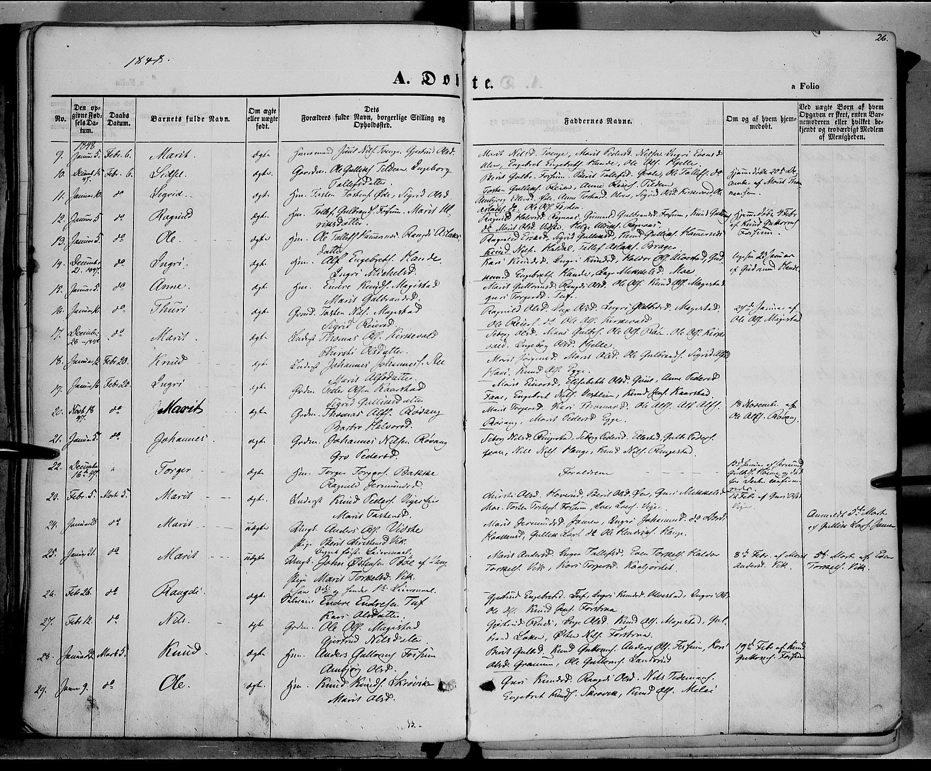 Vestre Slidre prestekontor, AV/SAH-PREST-136/H/Ha/Haa/L0001: Parish register (official) no. 1, 1844-1855, p. 26