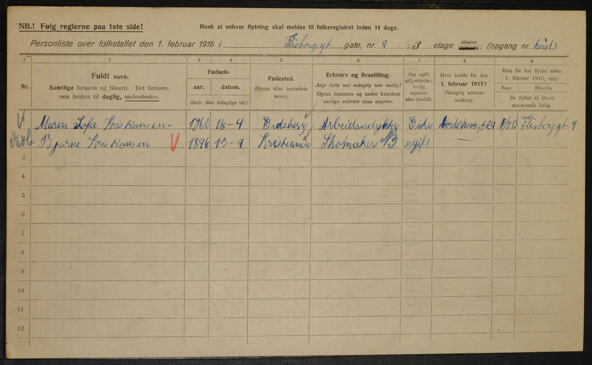 OBA, Municipal Census 1916 for Kristiania, 1916, p. 25061