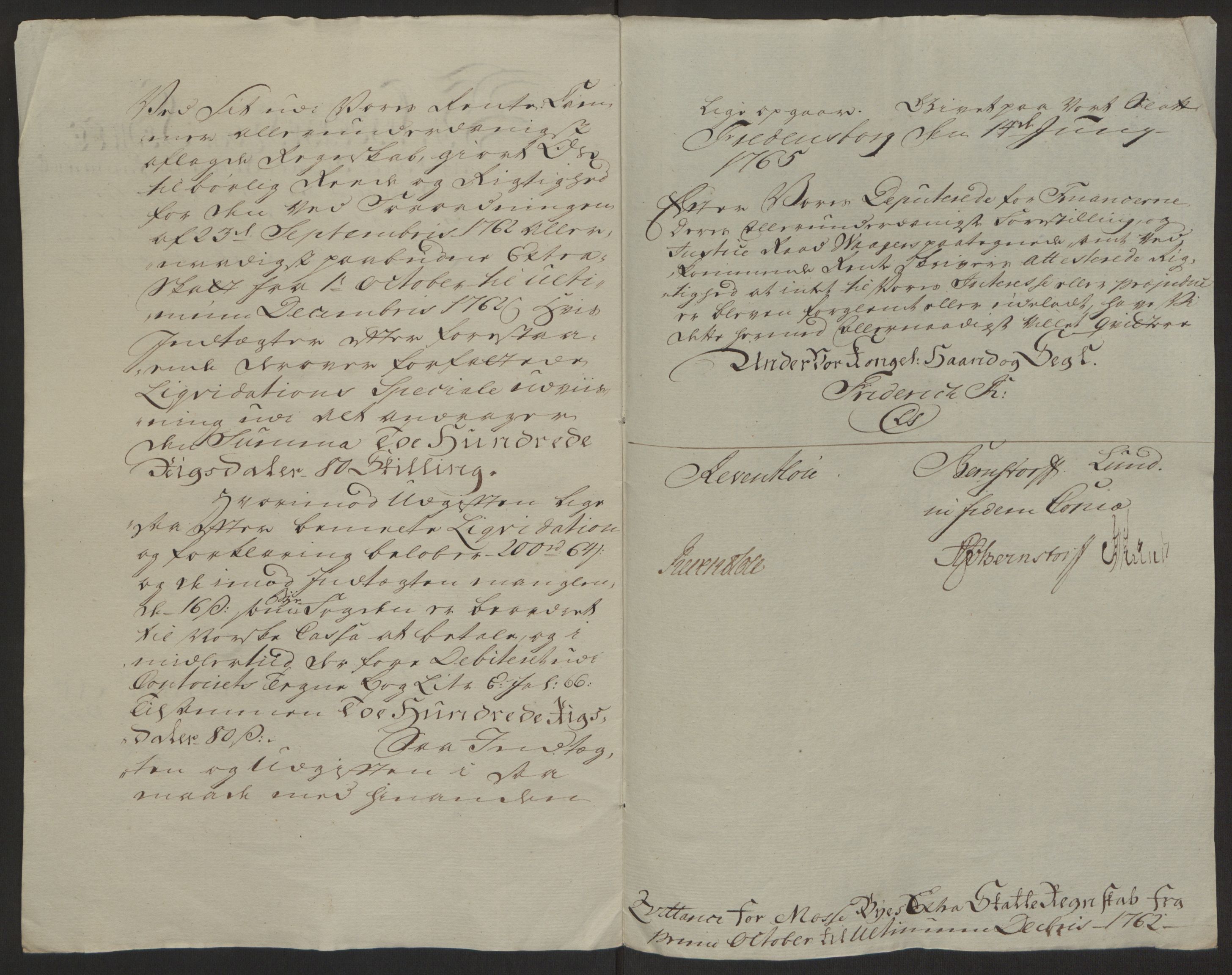 Rentekammeret inntil 1814, Reviderte regnskaper, Byregnskaper, RA/EA-4066/R/Rc/L0042/0001: [C1] Kontribusjonsregnskap / Ekstraskatt, 1762-1765, p. 9