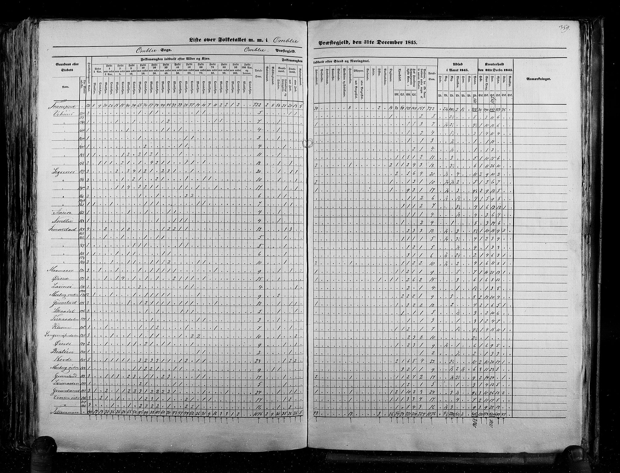 RA, Census 1845, vol. 5: Bratsberg amt og Nedenes og Råbyggelaget amt, 1845, p. 359