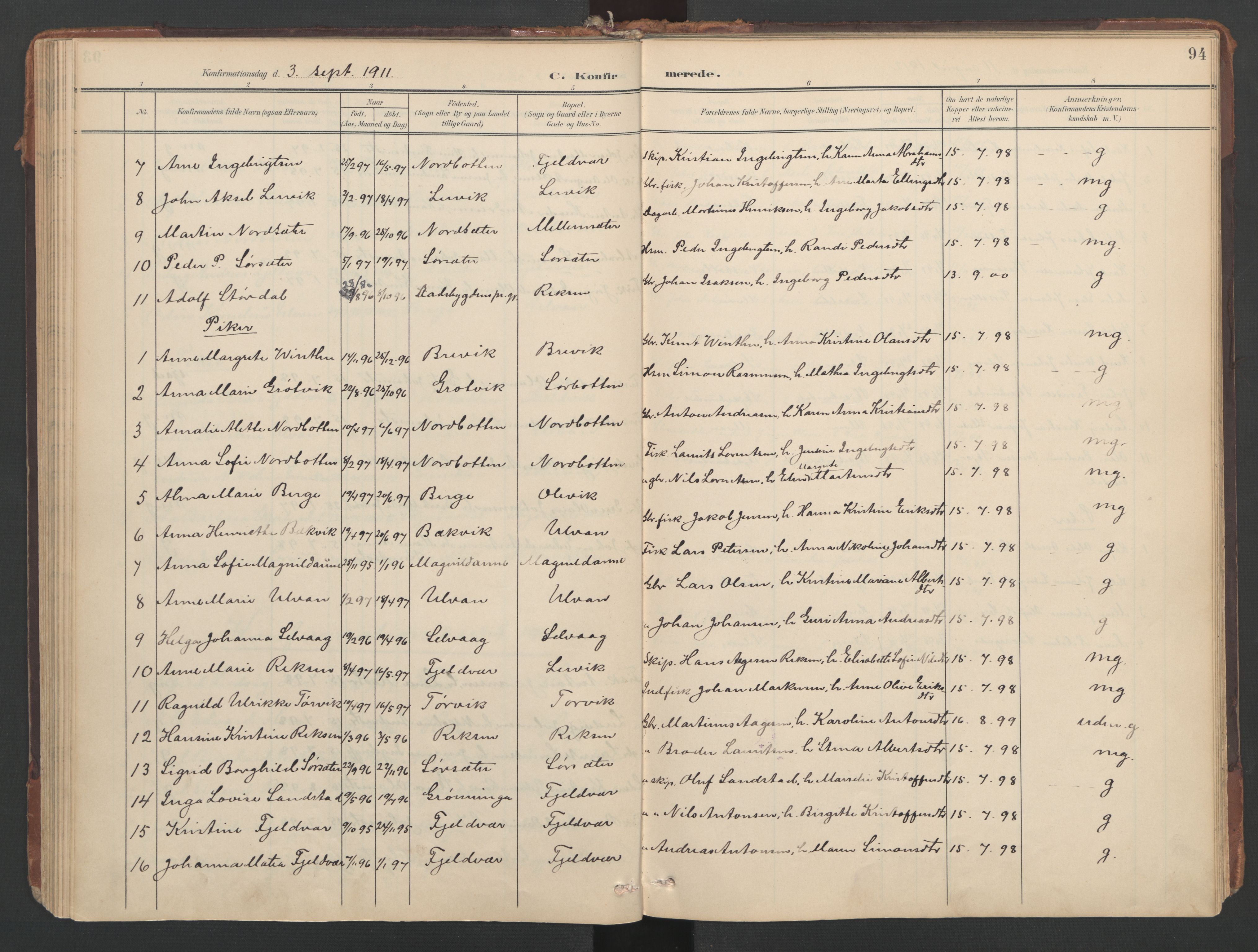Ministerialprotokoller, klokkerbøker og fødselsregistre - Sør-Trøndelag, SAT/A-1456/638/L0568: Parish register (official) no. 638A01, 1901-1916, p. 94