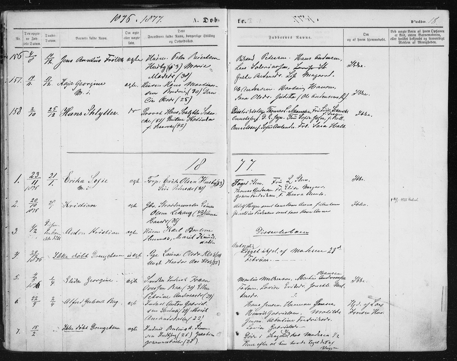 Ministerialprotokoller, klokkerbøker og fødselsregistre - Nordland, AV/SAT-A-1459/888/L1243: Parish register (official) no. 888A09, 1876-1879, p. 18