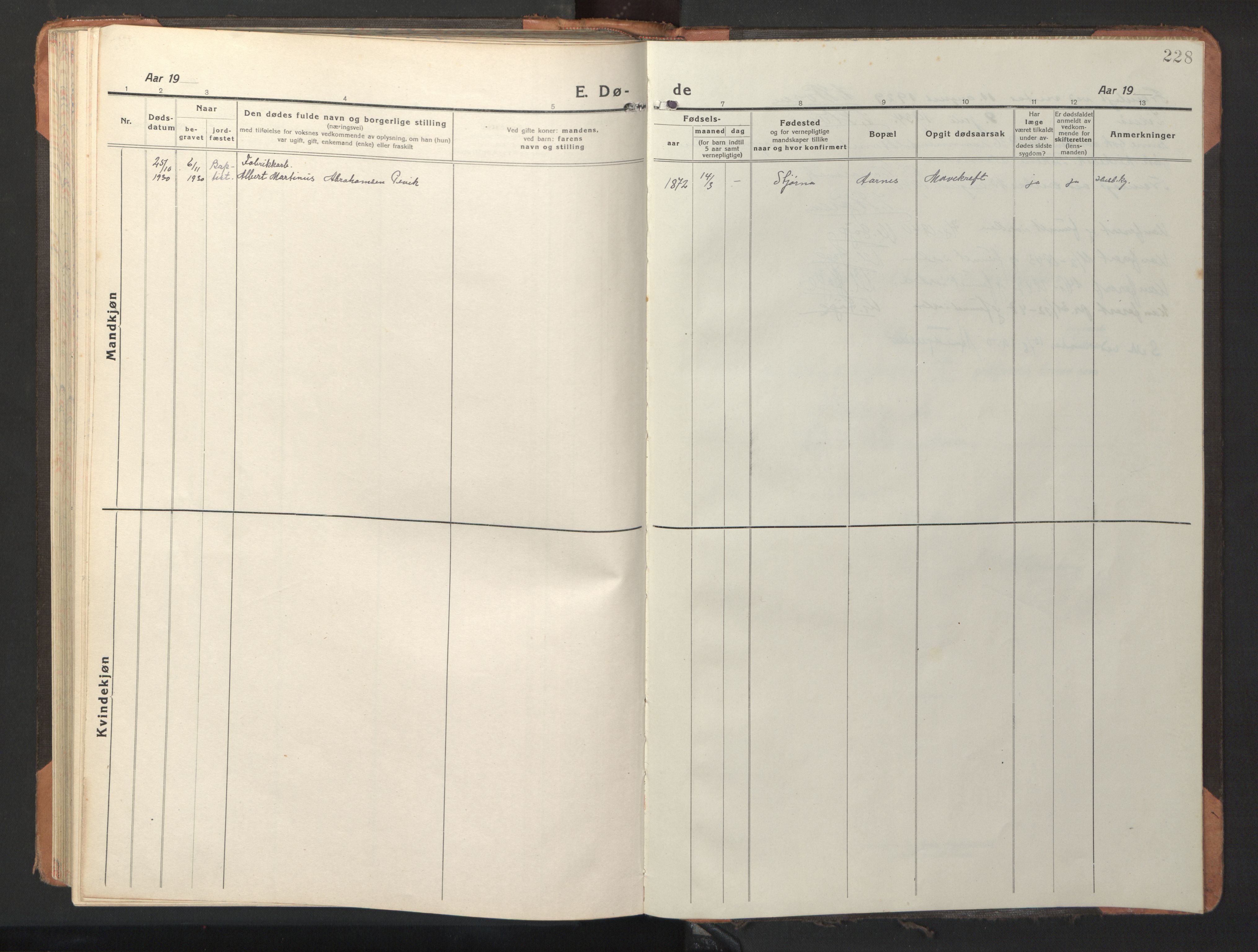 Ministerialprotokoller, klokkerbøker og fødselsregistre - Sør-Trøndelag, AV/SAT-A-1456/653/L0658: Parish register (copy) no. 653C02, 1919-1947, p. 228