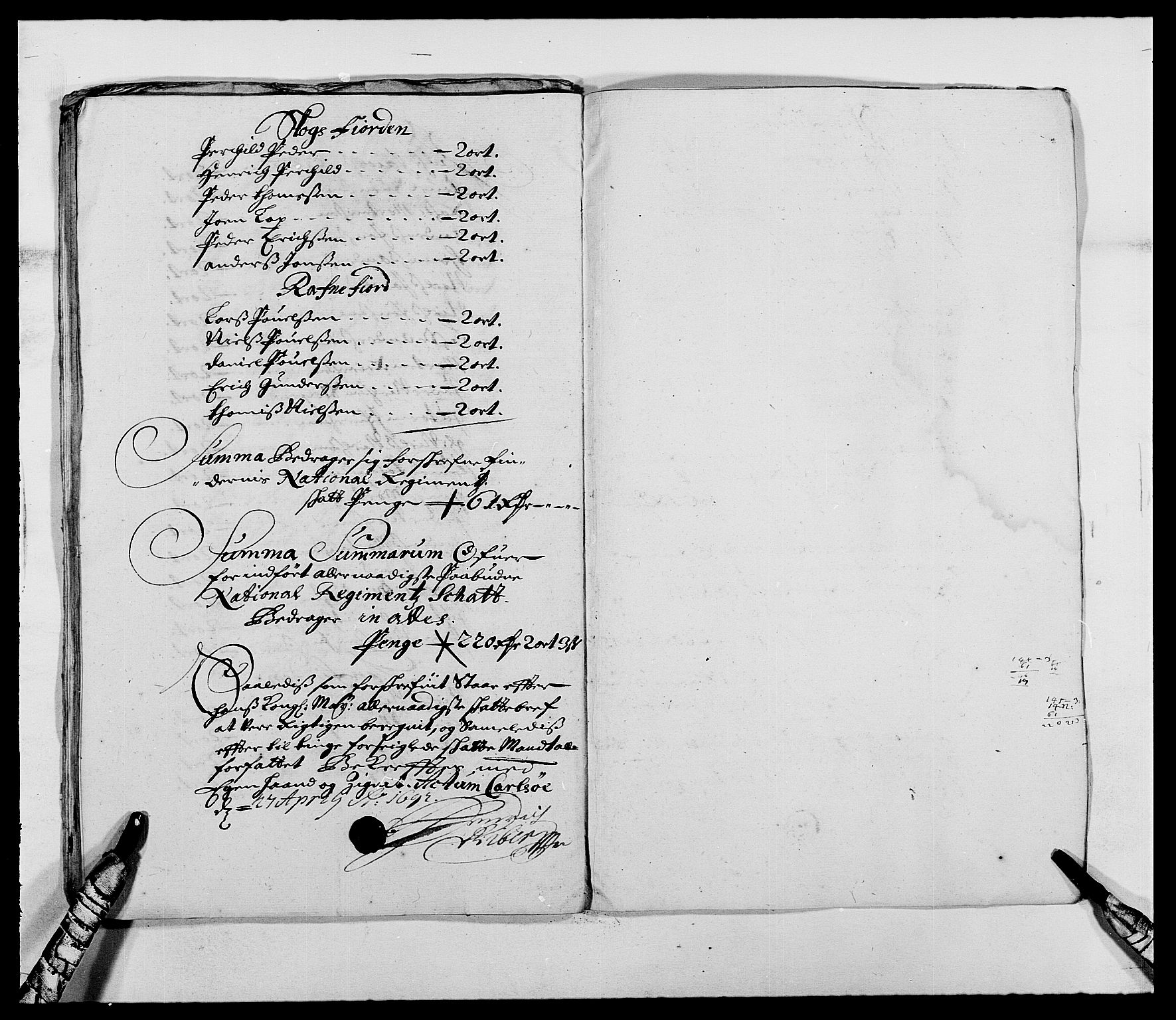 Rentekammeret inntil 1814, Reviderte regnskaper, Fogderegnskap, RA/EA-4092/R68/L4751: Fogderegnskap Senja og Troms, 1690-1693, p. 101