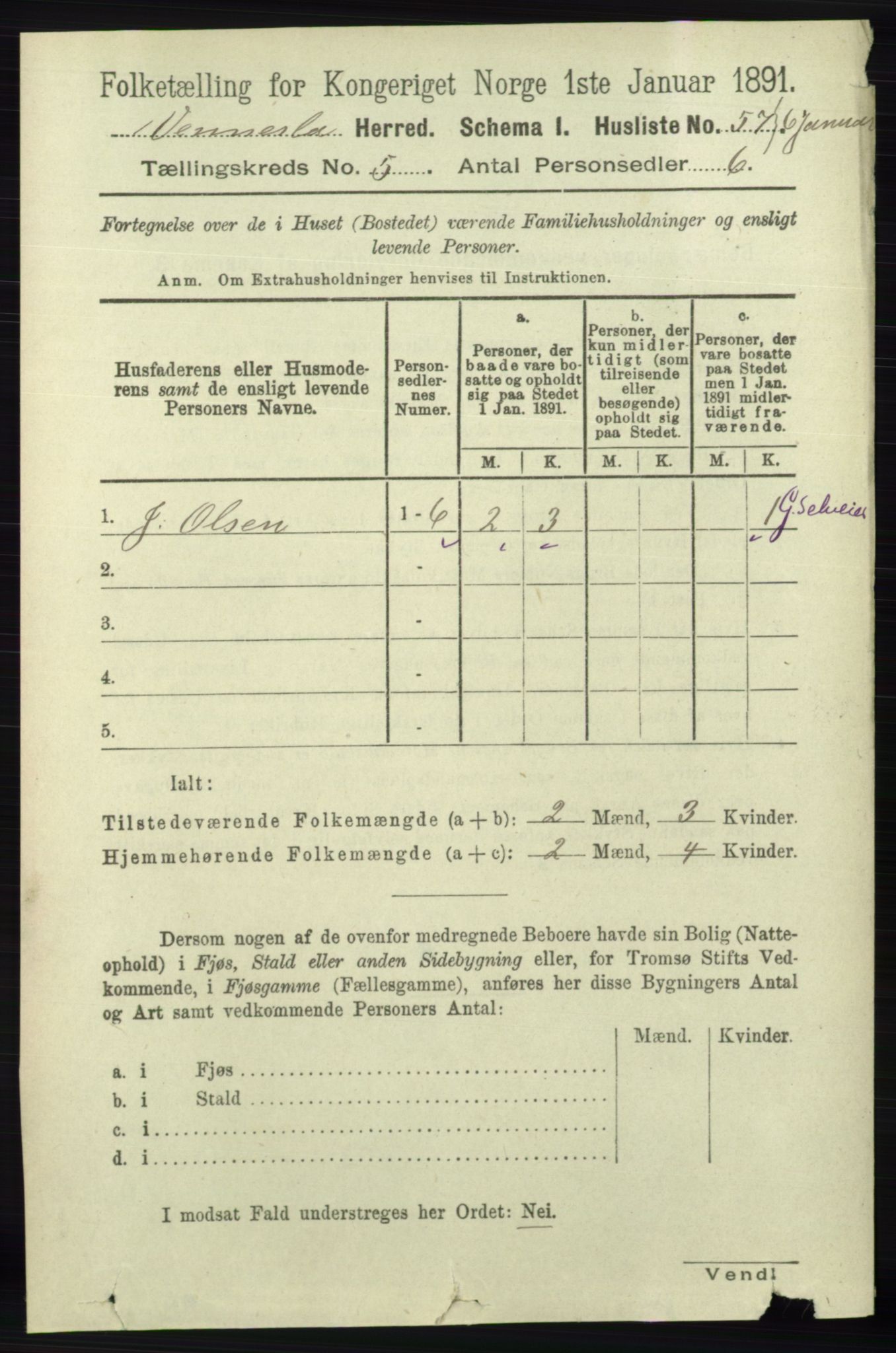 RA, 1891 census for 1014 Vennesla, 1891, p. 1210