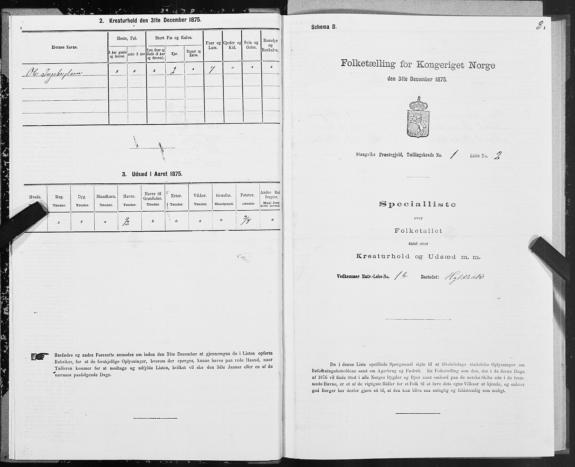 SAT, 1875 census for 1564P Stangvik, 1875, p. 1003