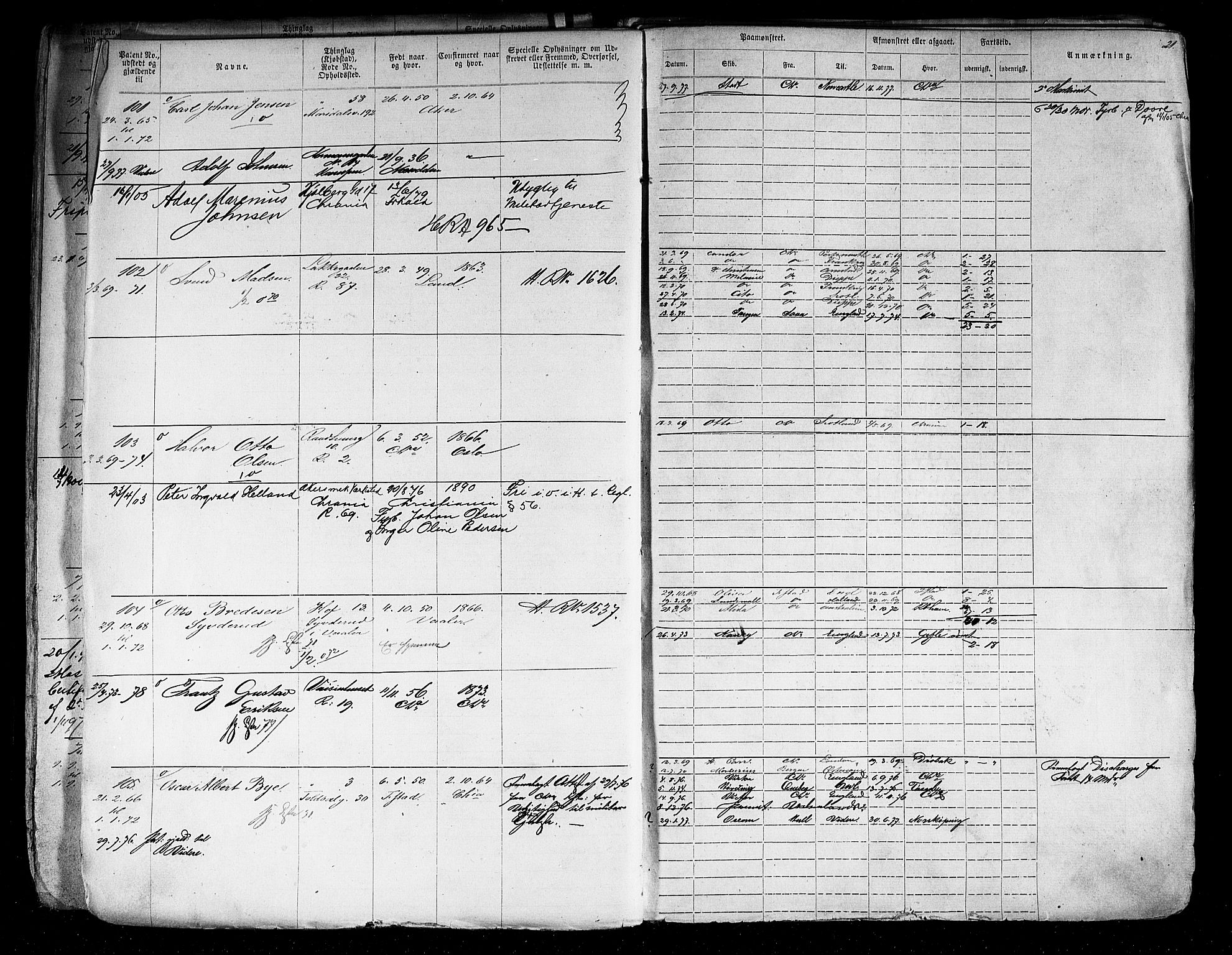 Oslo mønstringskontor, SAO/A-10569g/F/Fc/Fca/L0001: Annotasjonsrulle, 1866-1881, p. 24