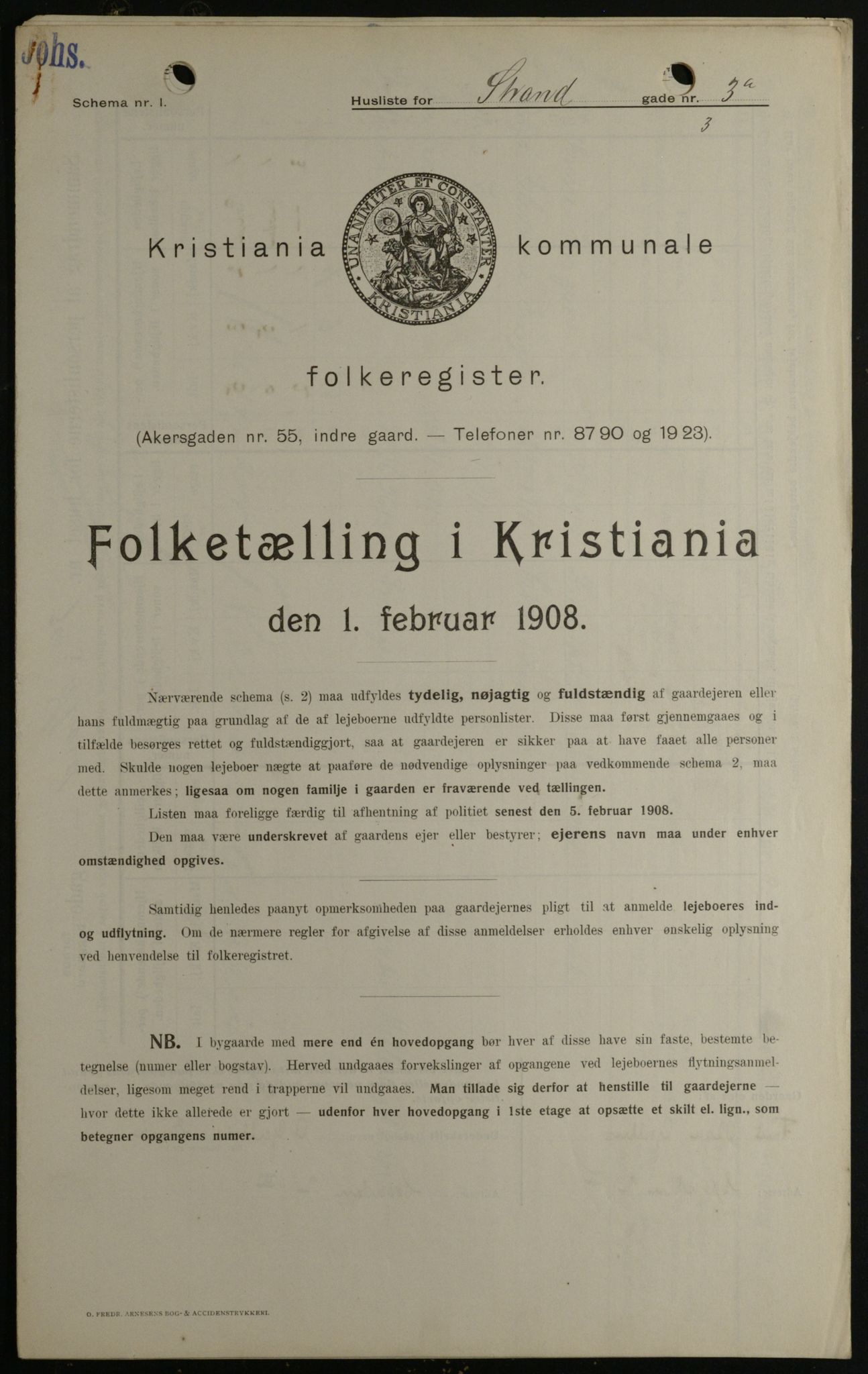 OBA, Municipal Census 1908 for Kristiania, 1908, p. 93244