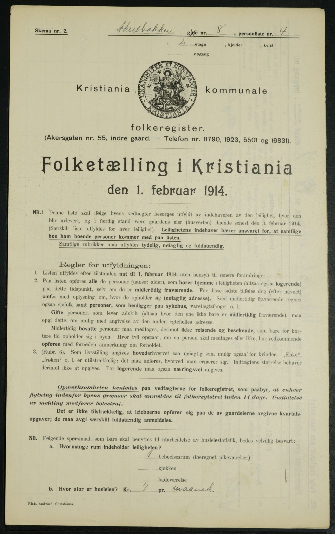 OBA, Municipal Census 1914 for Kristiania, 1914, p. 37