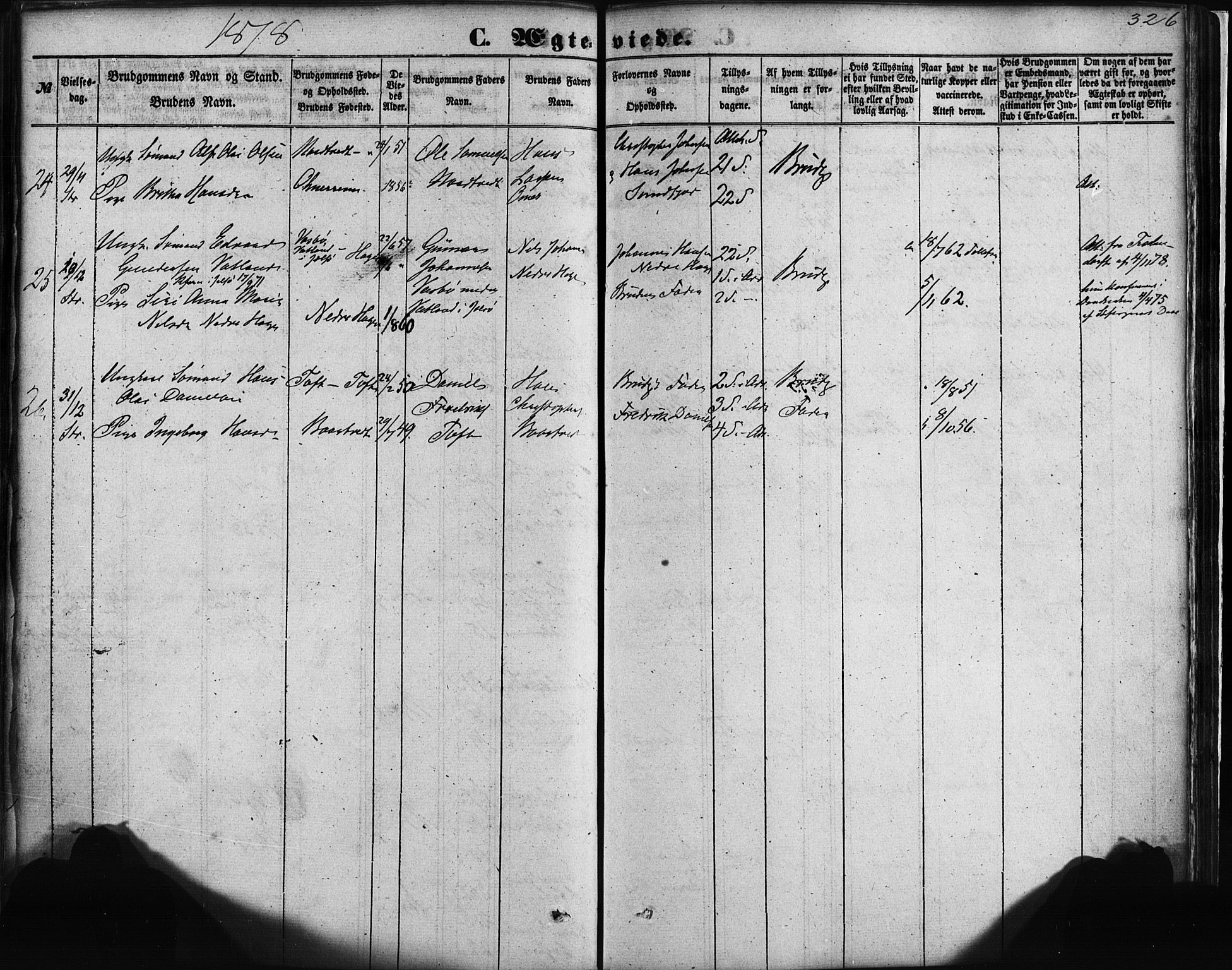 Fusa sokneprestembete, AV/SAB-A-75401/H/Haa: Parish register (official) no. A 1I, 1855-1879, p. 326