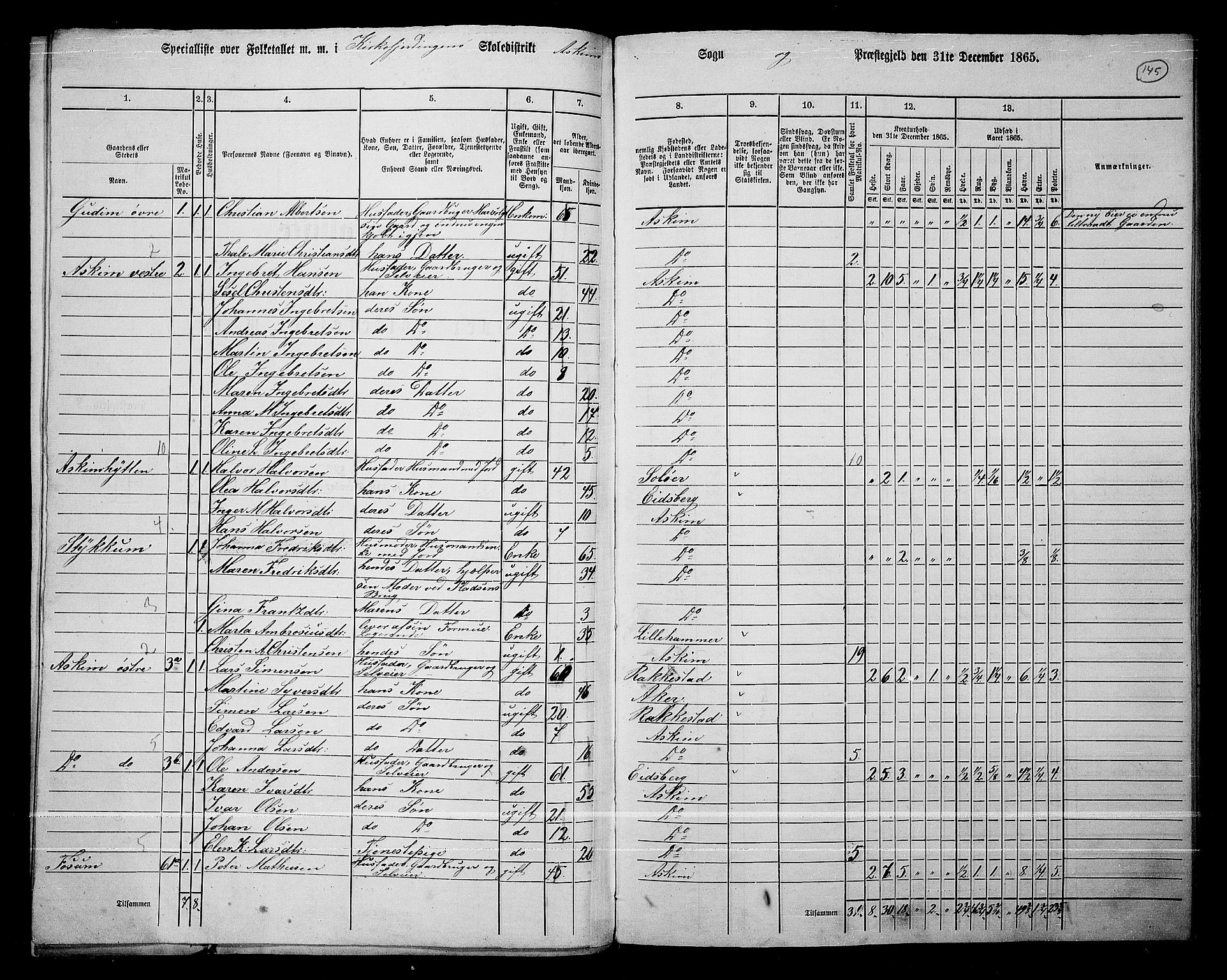 RA, 1865 census for Askim, 1865, p. 8