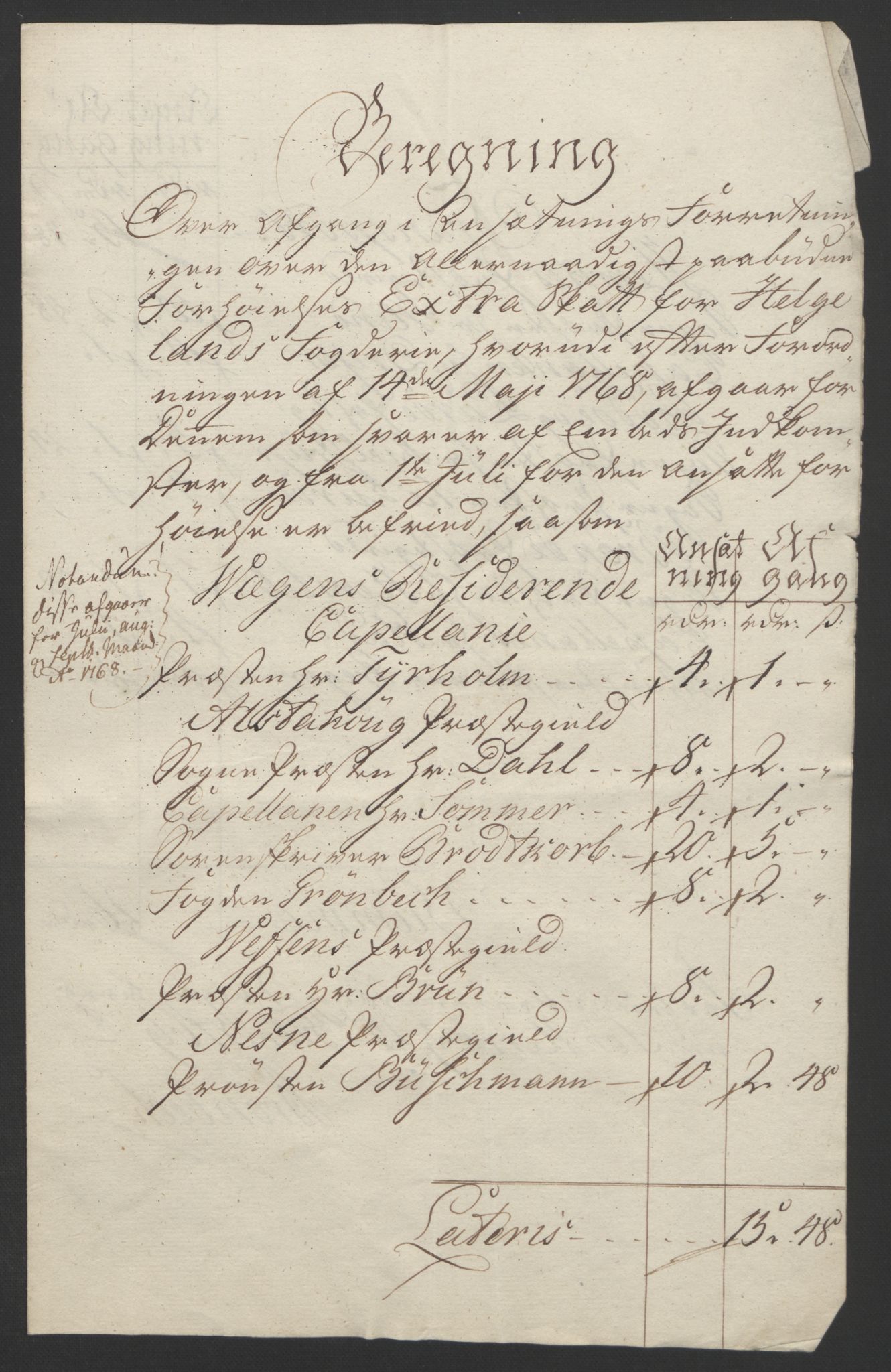 Rentekammeret inntil 1814, Reviderte regnskaper, Fogderegnskap, RA/EA-4092/R65/L4573: Ekstraskatten Helgeland, 1762-1772, p. 213